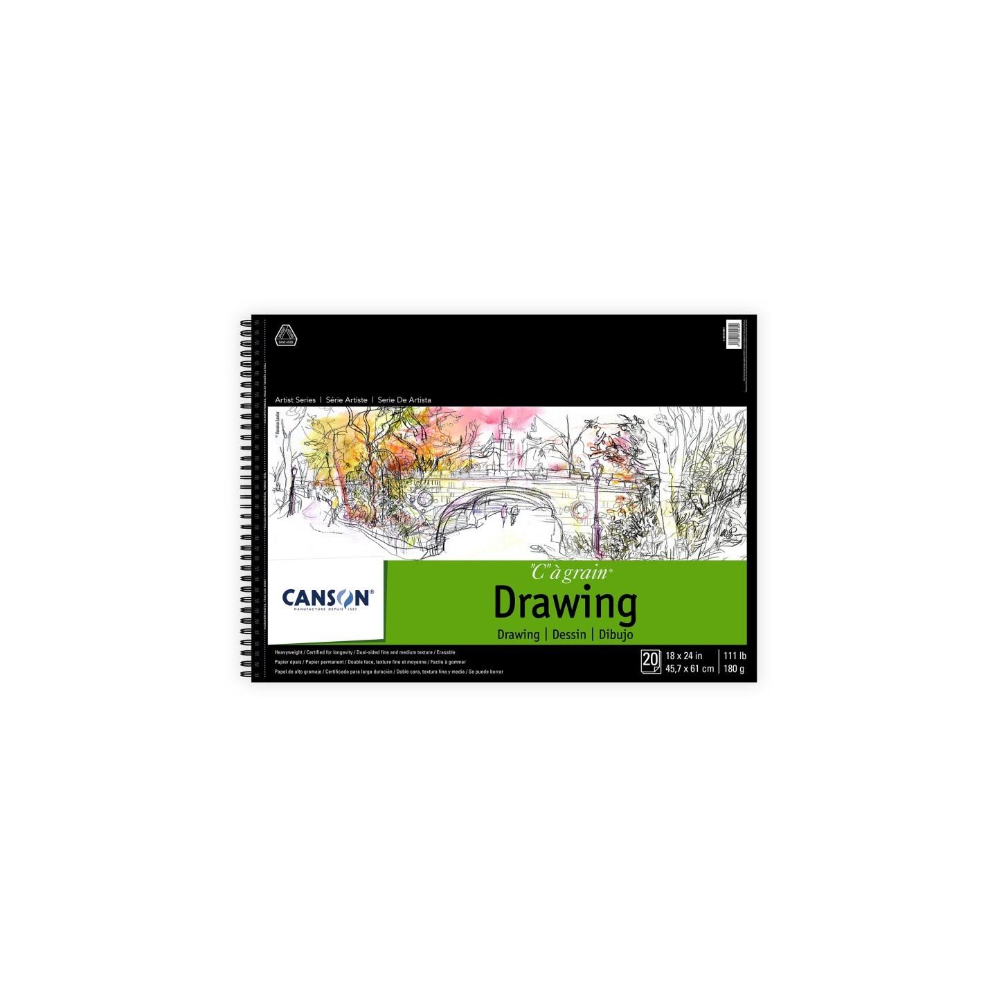Canson Artist Series C à Grain Drawing Pad, Side Wire Binding, 20 Sheet, 18x24 inch, 1 Count