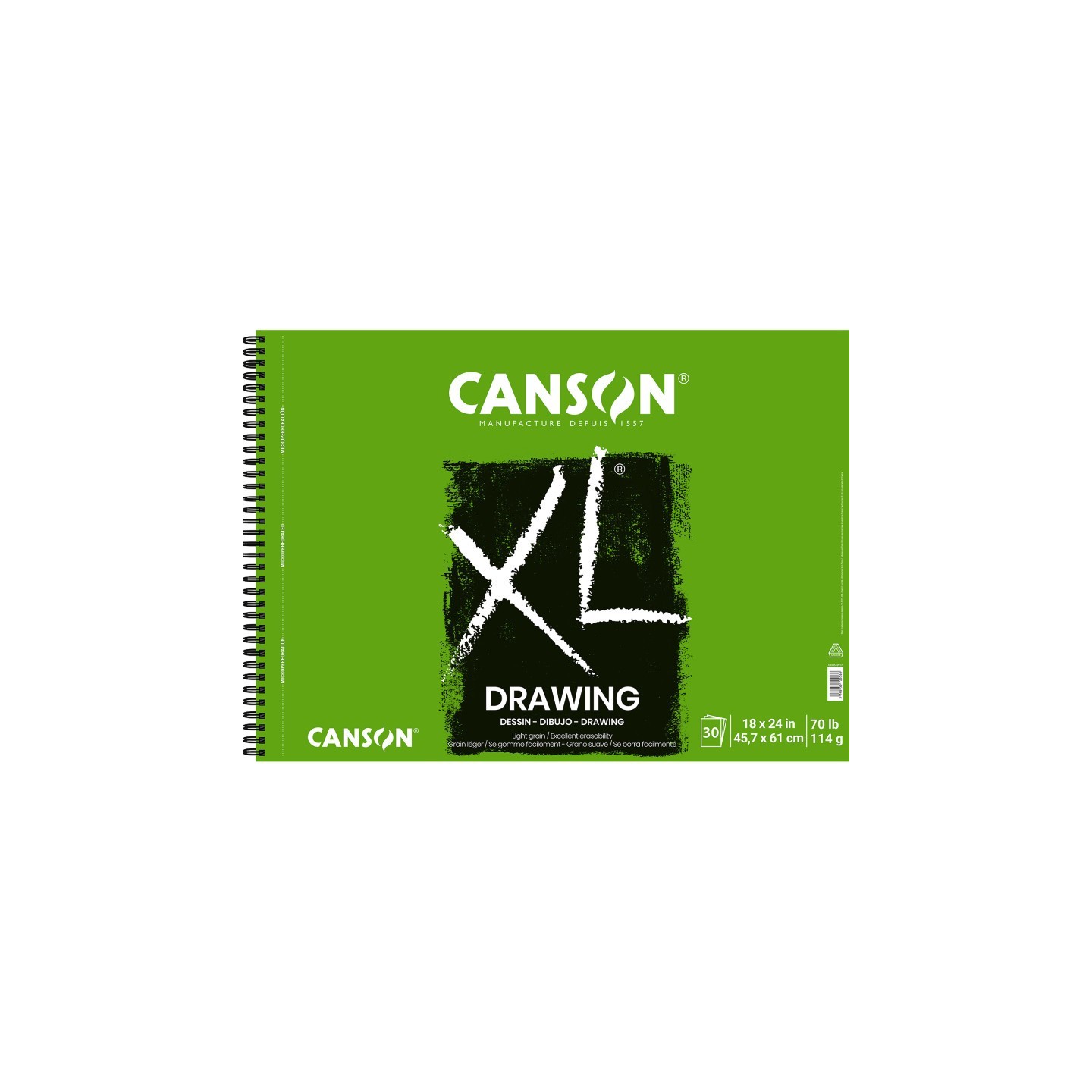 Canson XL Series Drawing Pad, Side Wire Binding, 30 Sheet, 18x24 inch, 1 Count
