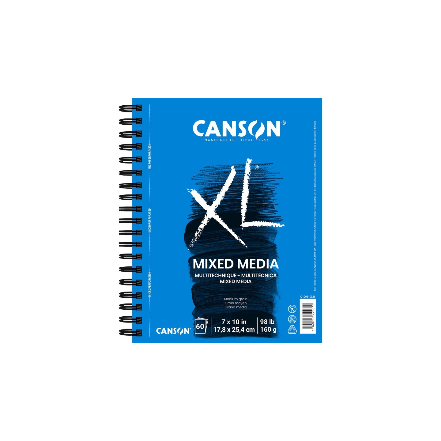 Canson XL Series Mixed Media Pad, Side Wire Binding, 60 Sheet, 7x10 inch, 1 Count