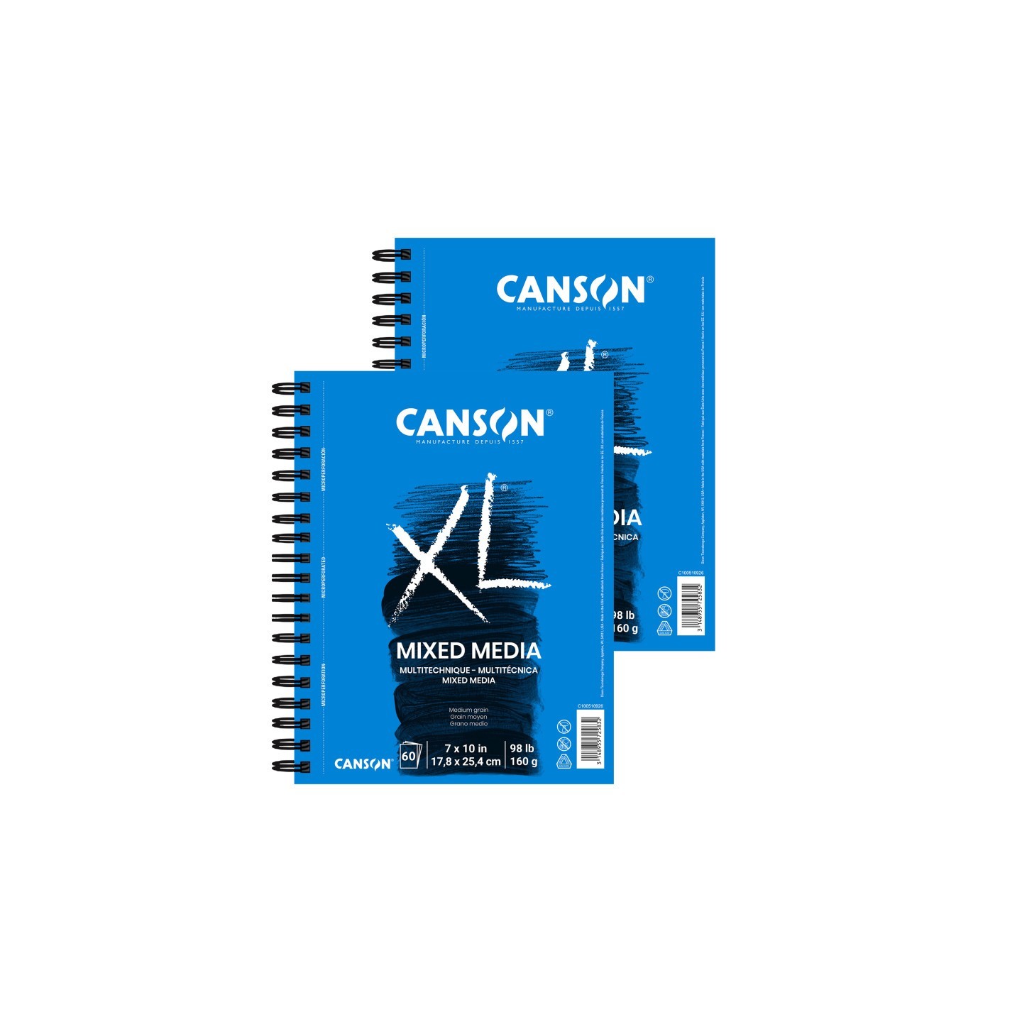 Canson XL Series Mixed Media Pad, Side Wire Binding, 60 Sheet, 7x10 inch, Pack of 2