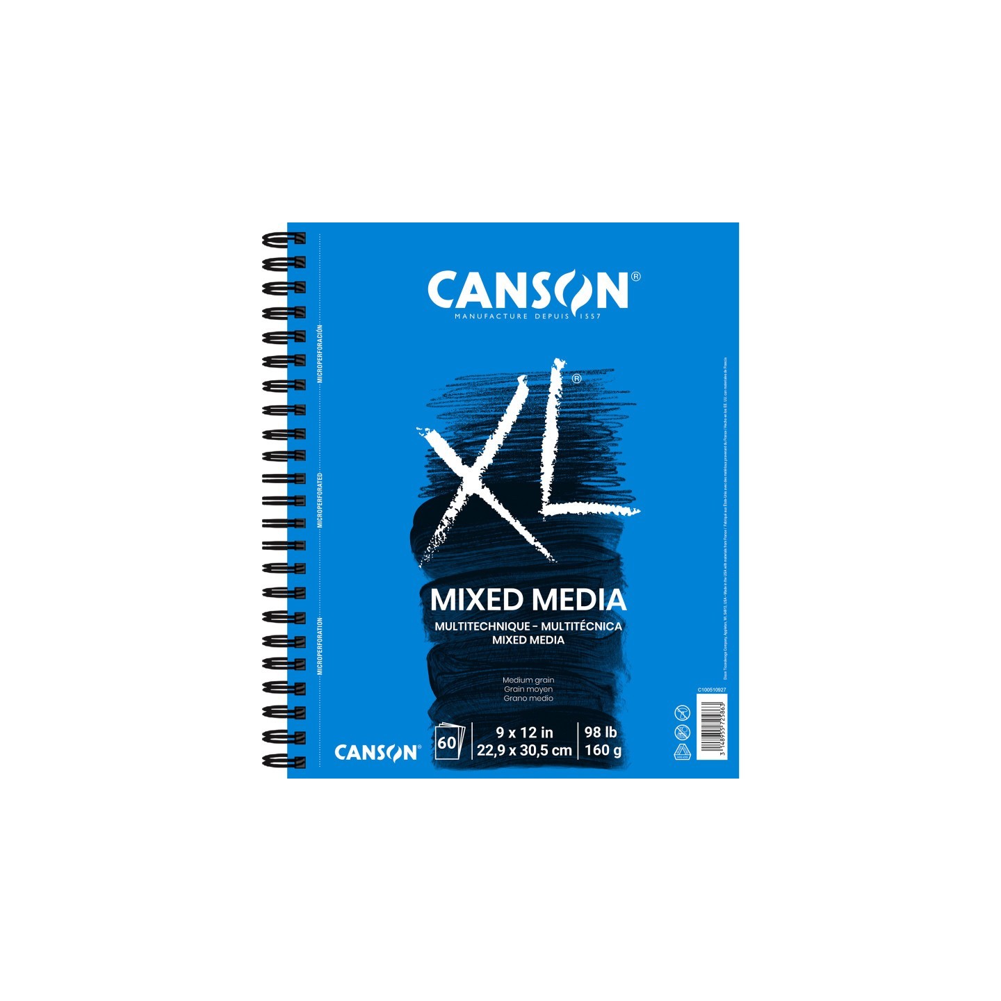 Canson XL Series Mixed Media Pad, Side Wire Binding, 60 Sheet, 9x12 inch, 1 Count