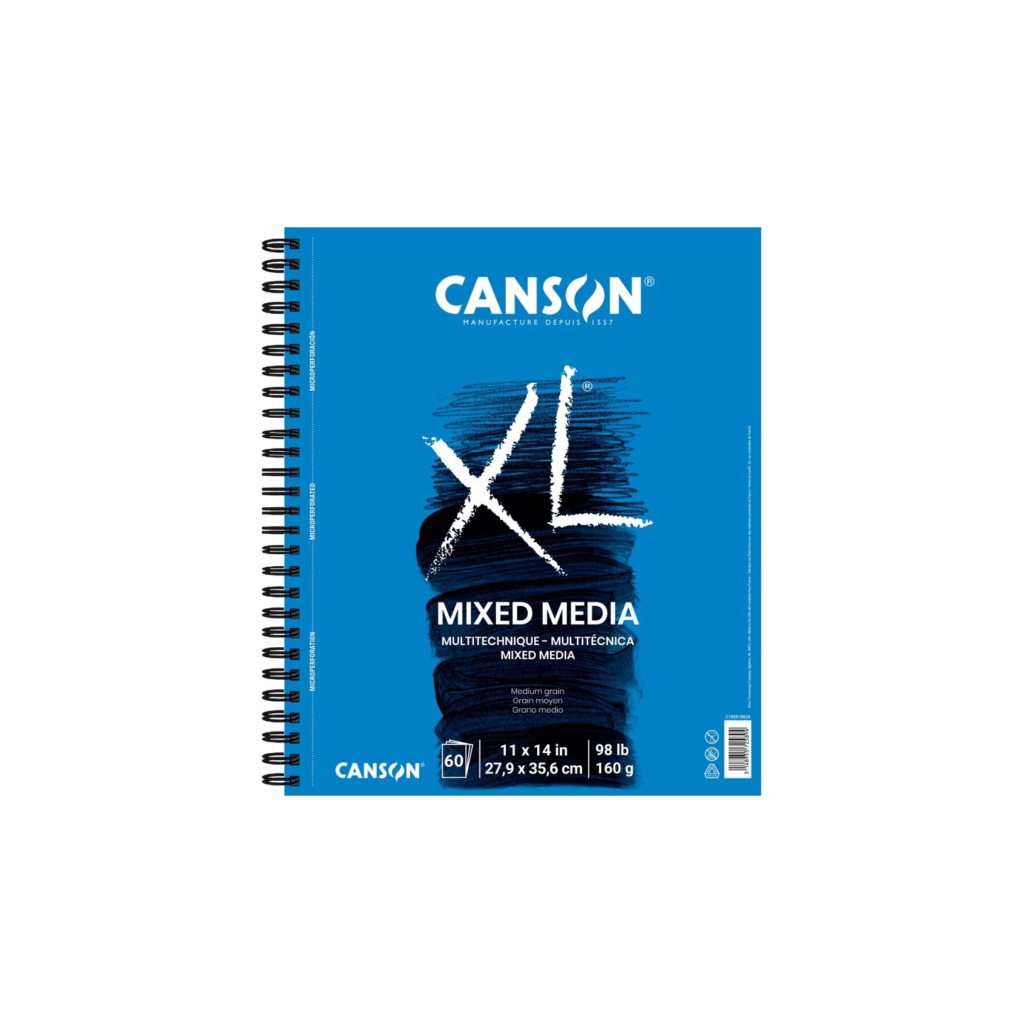 Canson XL Series Mixed Media Pad, Side Wire Binding, 60 Sheet, 11x14 inch, 1 Count