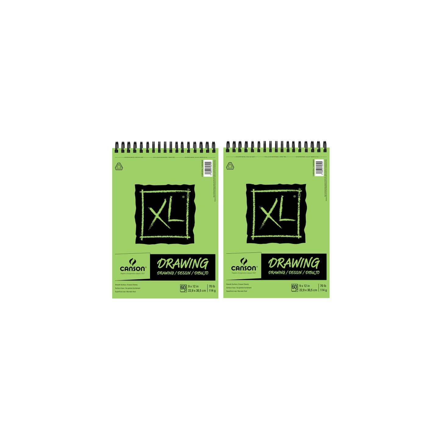 Canson XL Series Drawing Pad, Top Wire Binding, 60 Sheet, 9x12 inch, Pack of 2