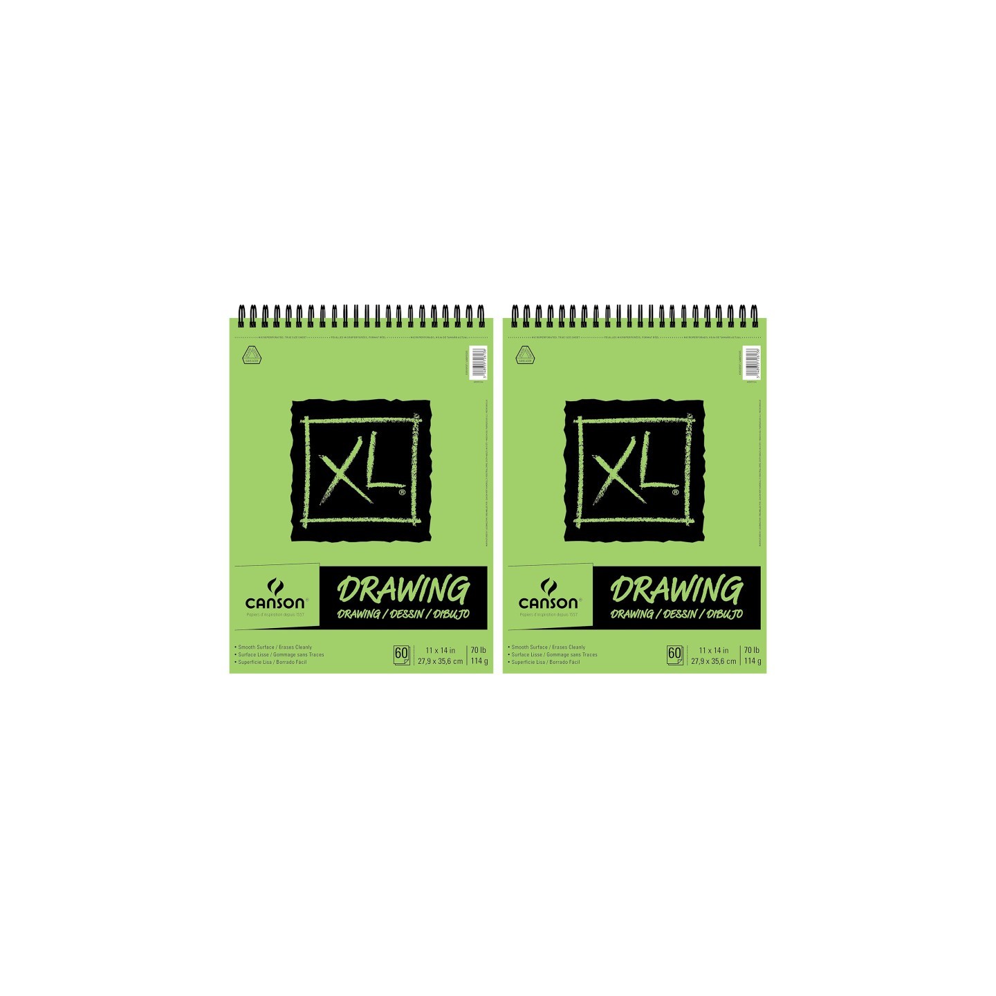 Canson XL Series Drawing Pad, Top Wire Binding, 60 Sheet, 11x14 inch, Pack of 2