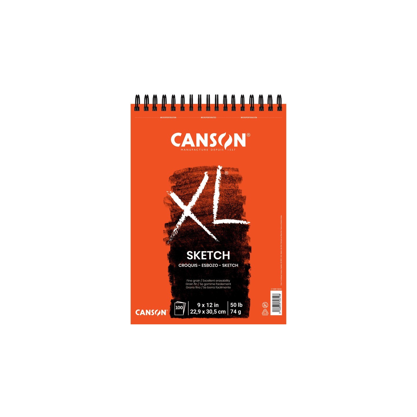 Canson XL Series Sketch Pad, Top Wire Binding, 100 Sheet, 9x12 inch, 1 Count