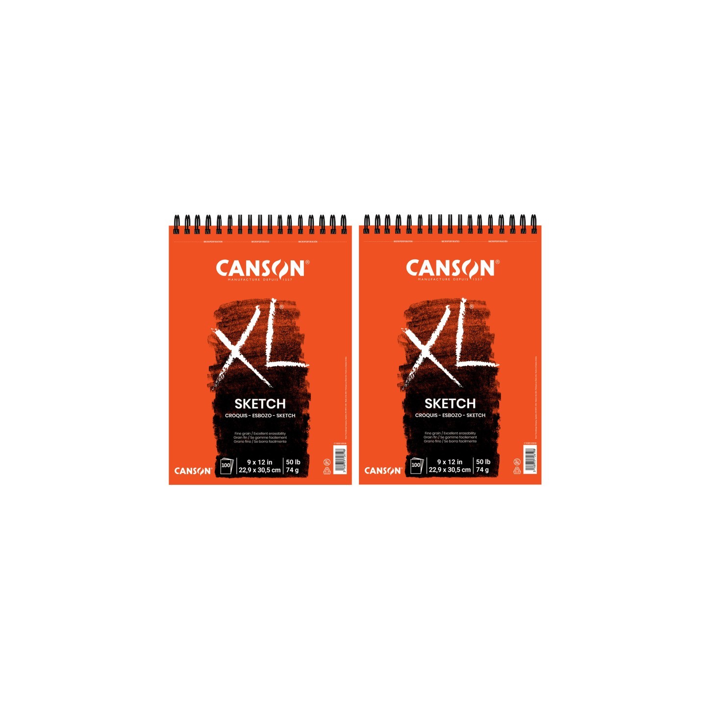 Canson XL Series Sketch Pad, Top Wire Binding, 100 Sheet, 9x12 inch, Pack of 2