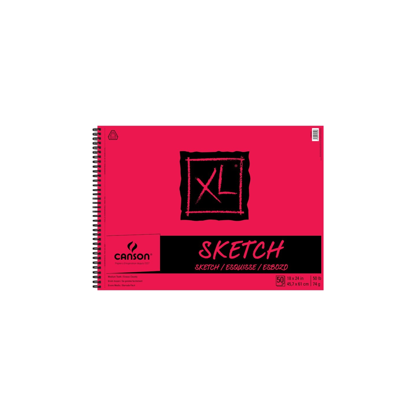 Canson XL Series Sketch Pad, Side Wire Binding, 50 Sheet, 18x24 inch, 1 Count