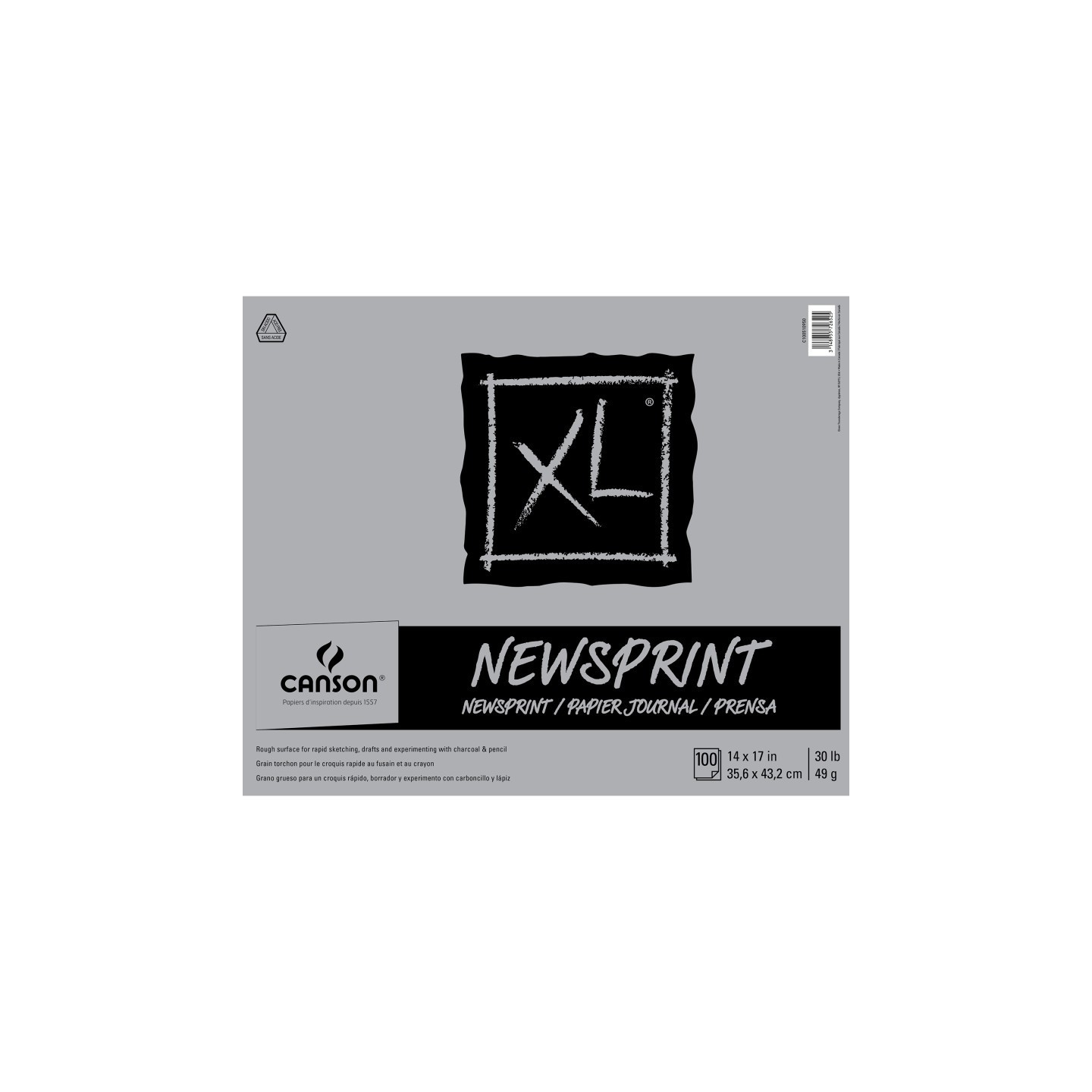 Canson XL Series Newsprint Pad, Tape Binding, 100 Sheet, 14x17 inch, 1 Count