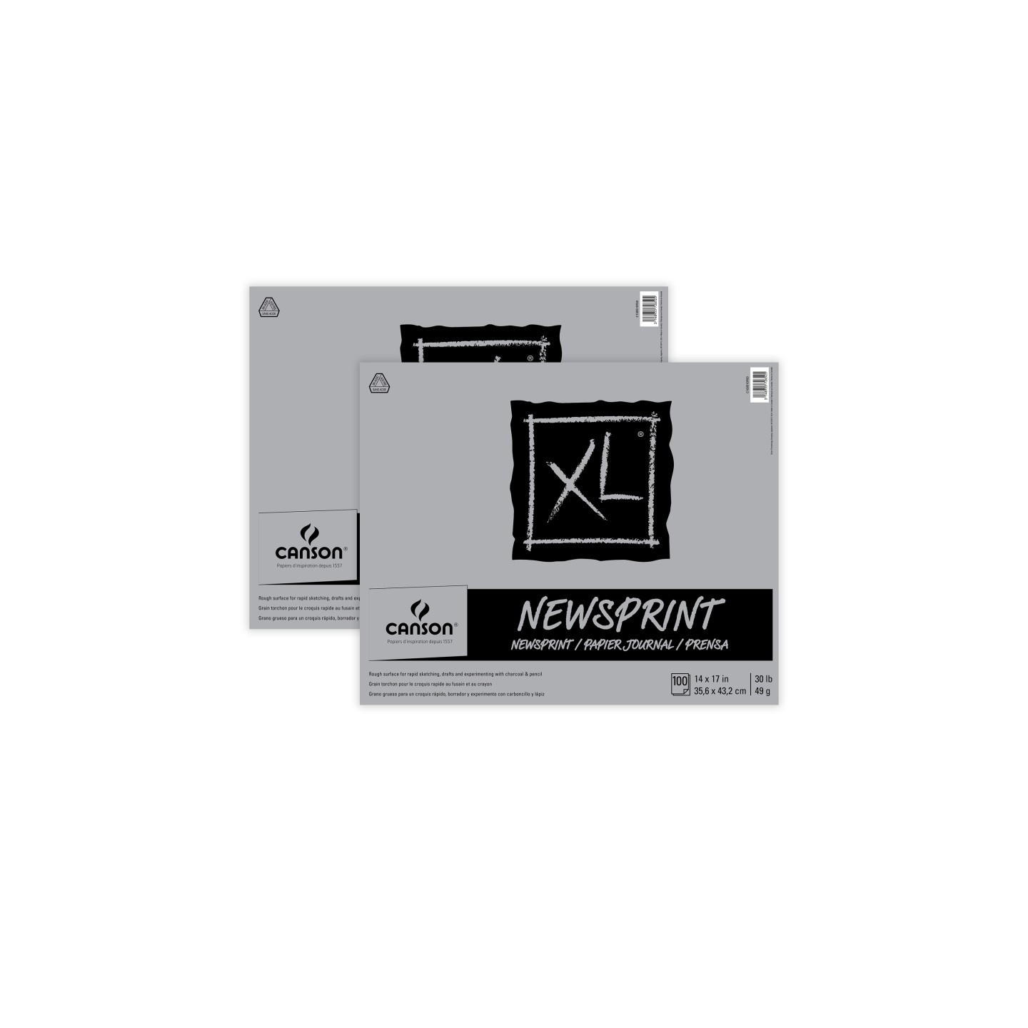 Canson XL Series Newsprint Pad, Tape Binding, 100 Sheet, 14x17 inch, Pack of 2
