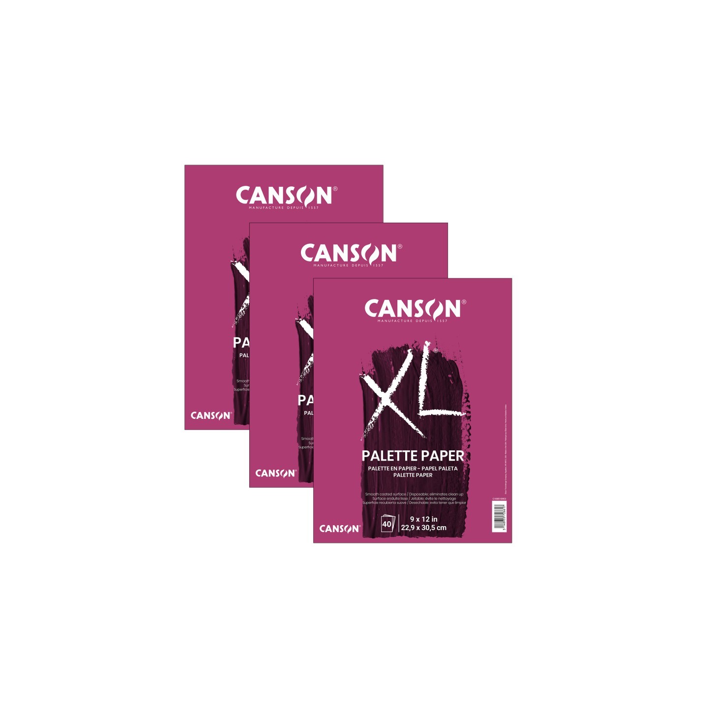 Canson XL Series Palette Pad, Foldover Binding, 40 Sheet, 9x12 inch, Pack of 3