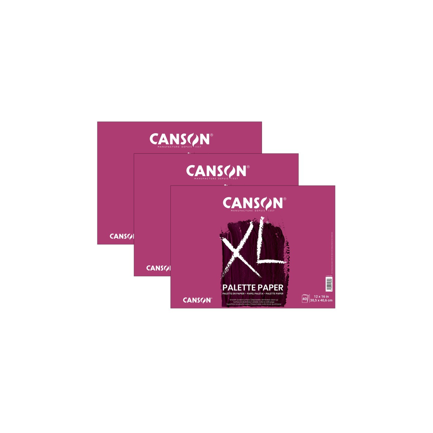 Canson XL Series Palette Pad, Foldover Binding, 40 Sheet, 12x16 inch, Pack of 3
