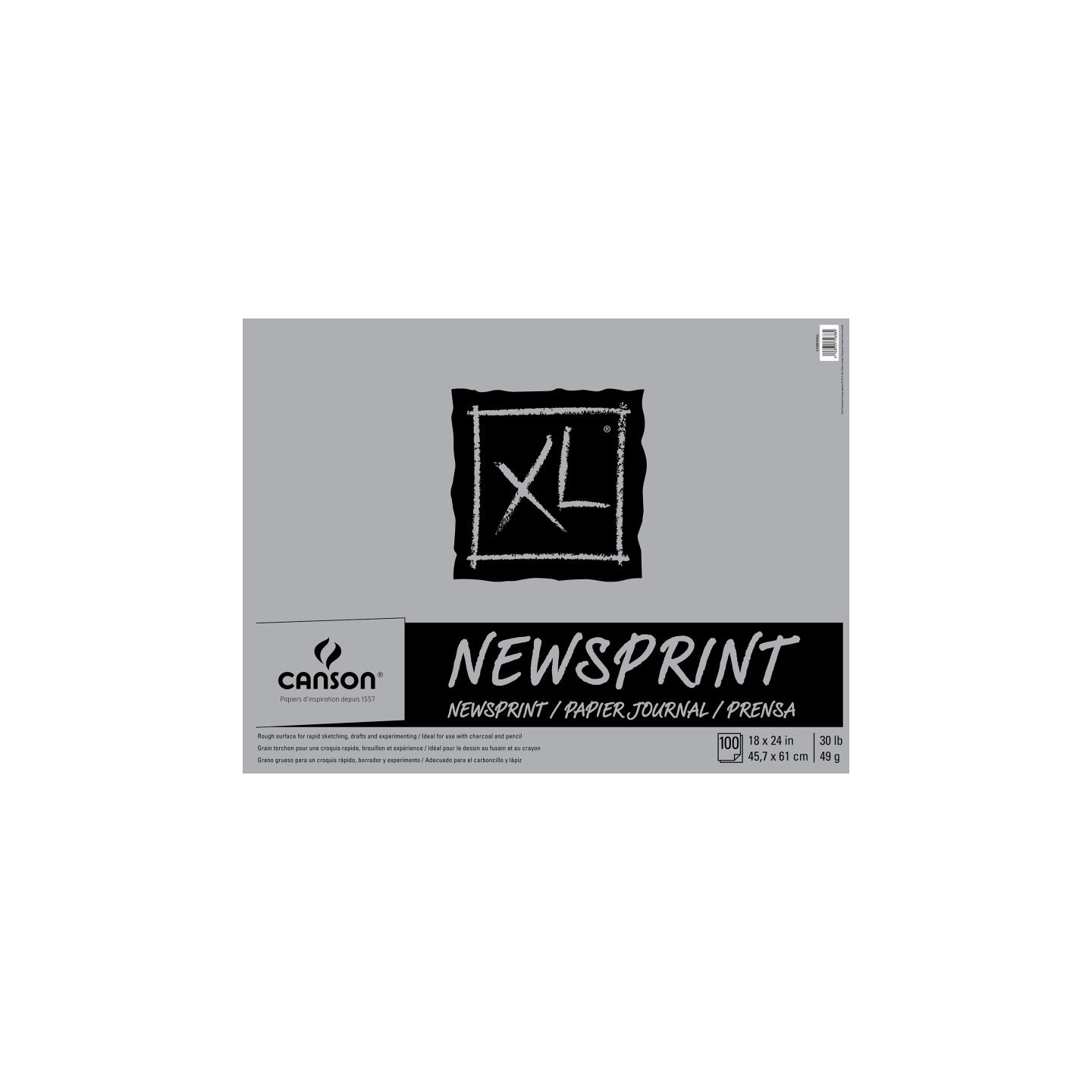 Canson XL Series Newsprint Pad, Foldover Binding, 100 Sheet, 18x24 inch, 1 Count