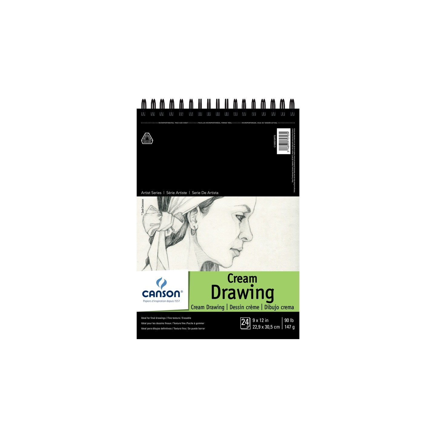 Canson Artist Series Drawing Pad, Top Wire Binding, 24 Sheet, 9x12 inch, 1 Count