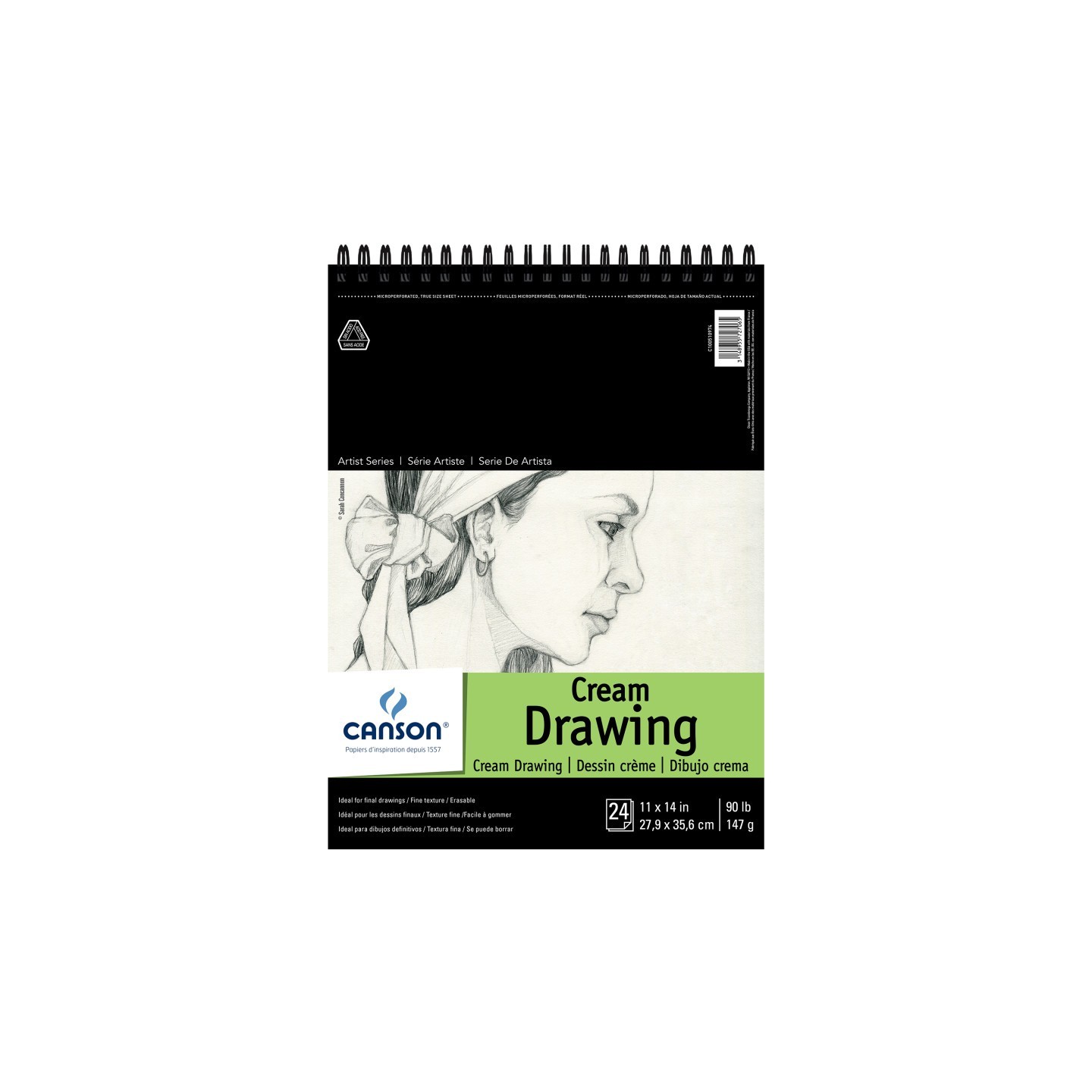 Canson Artist Series Drawing Pad, Cream Tone, Top Wire Binding, 24 Sheet, 11x14 inch, 1 Count