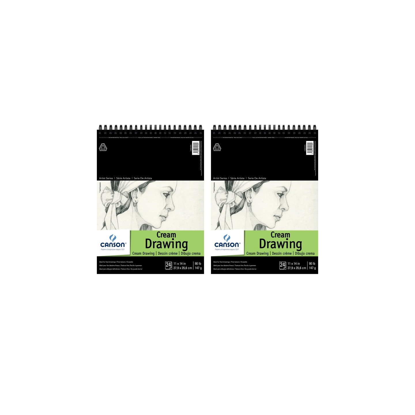 Canson Artist Series Drawing Pad, Cream Tone, Top Wire Binding, 24 Sheet, 11x14 inch, Pack of 2