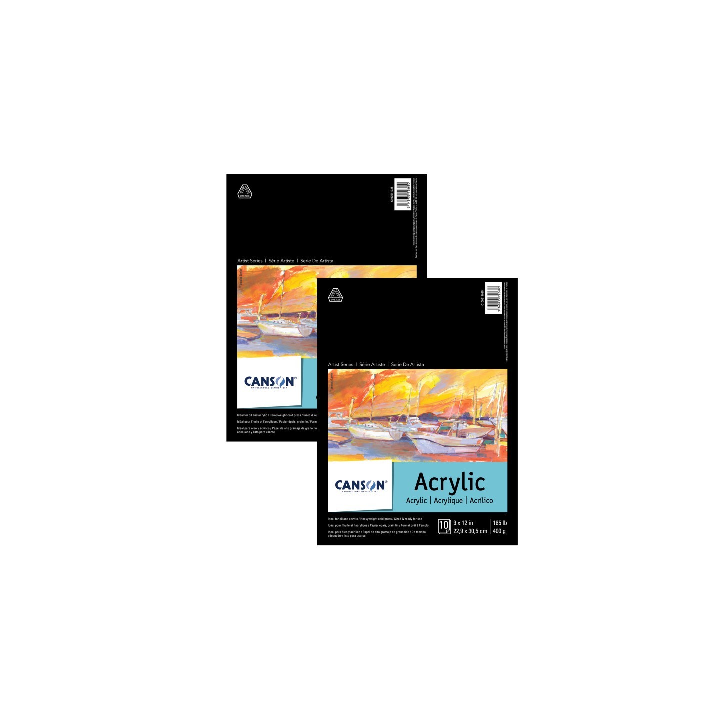 Canson Artist Series Acrylic Pad, Foldover Binding, 10 Sheet, 9x12 inch, Pack of 2