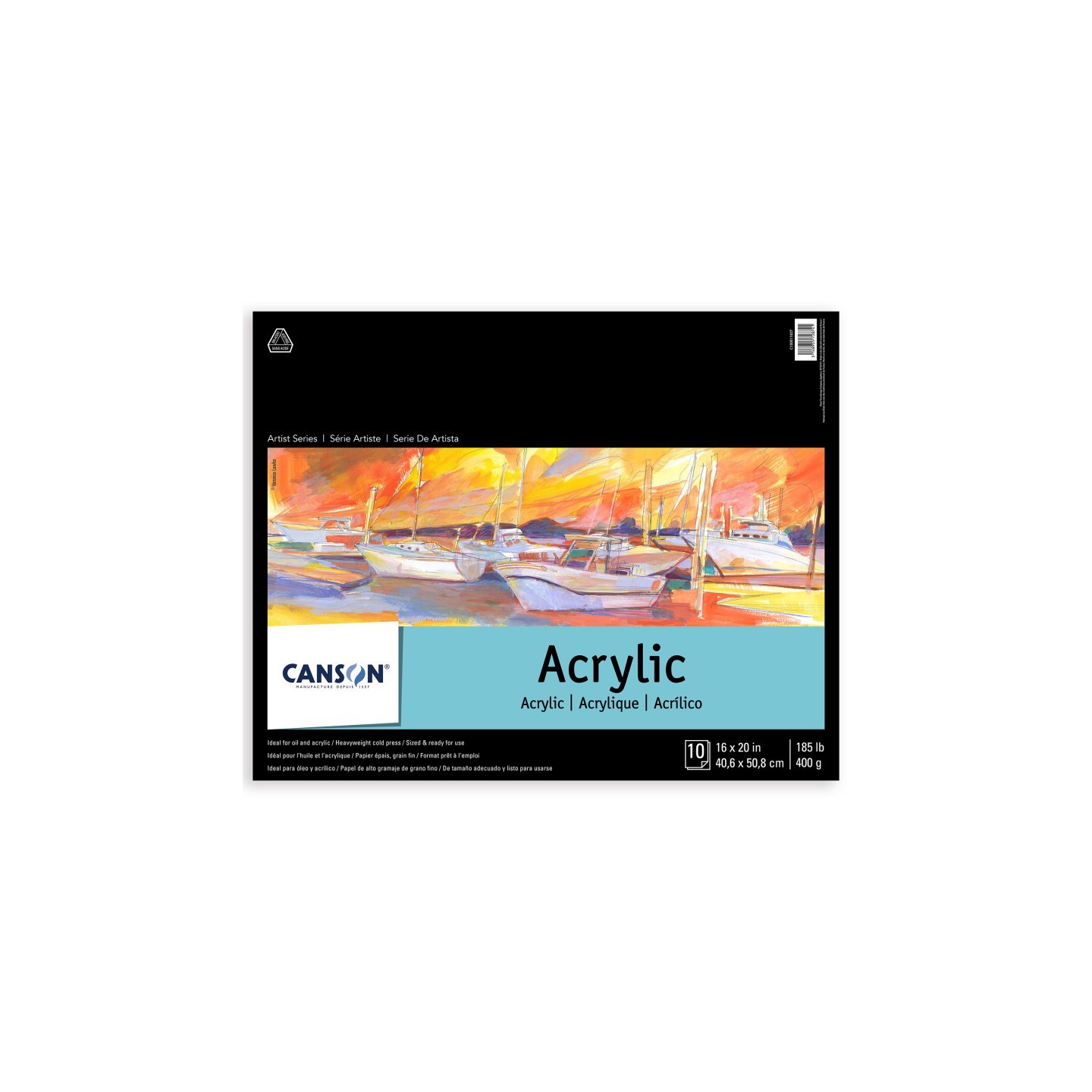 Canson Artist Series Acrylic Pad, Foldover Binding, 10 Sheet, 16x20 inch, 1 Count