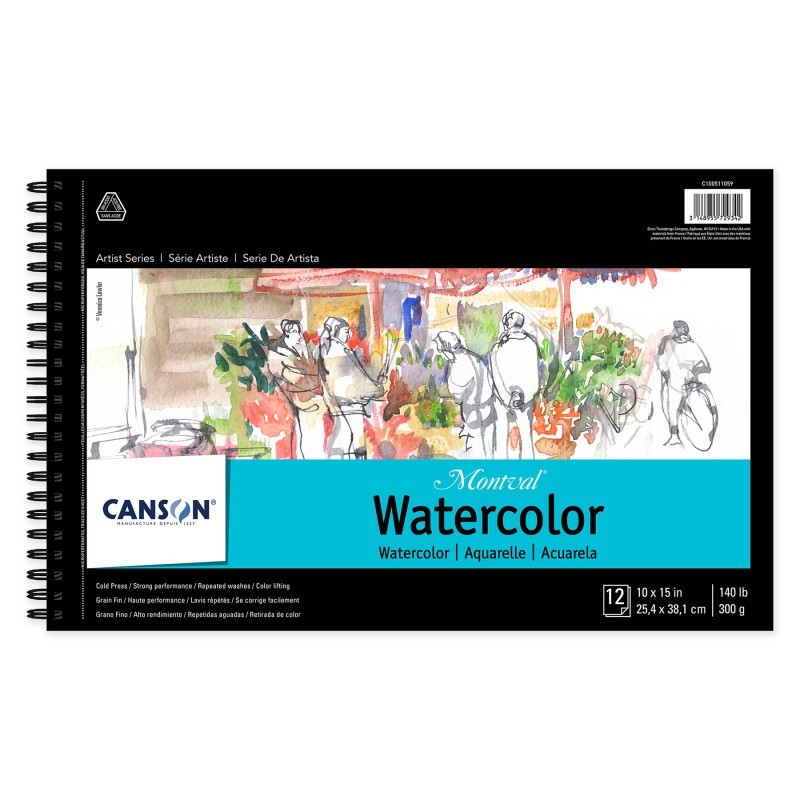 Canson Artist Series Montval Watercolor Pad, Side Wire Binding, 12 Sheet, 10x15 inch, 1 Count