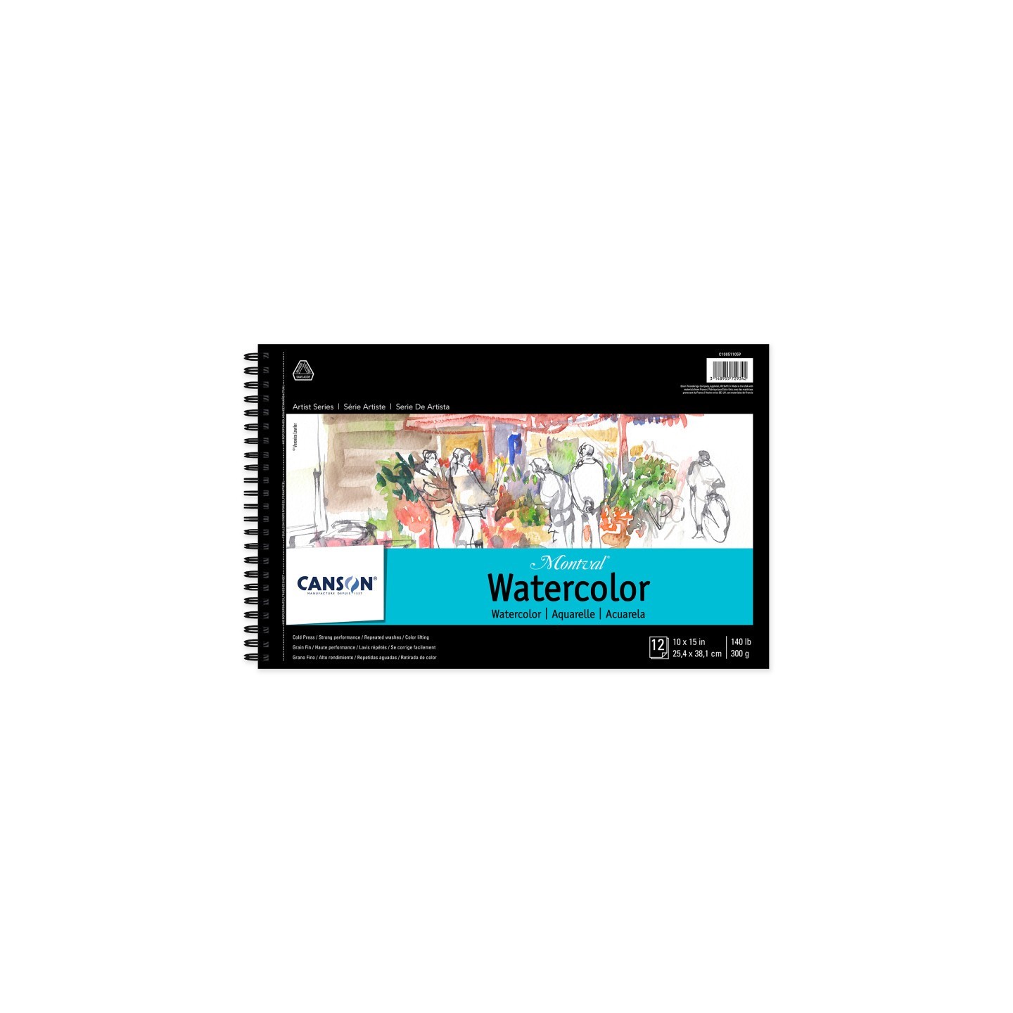 Canson Artist Series Montval Watercolor Pad, Side Wire Binding, 12 Sheet, 10x15 inch, 1 Count