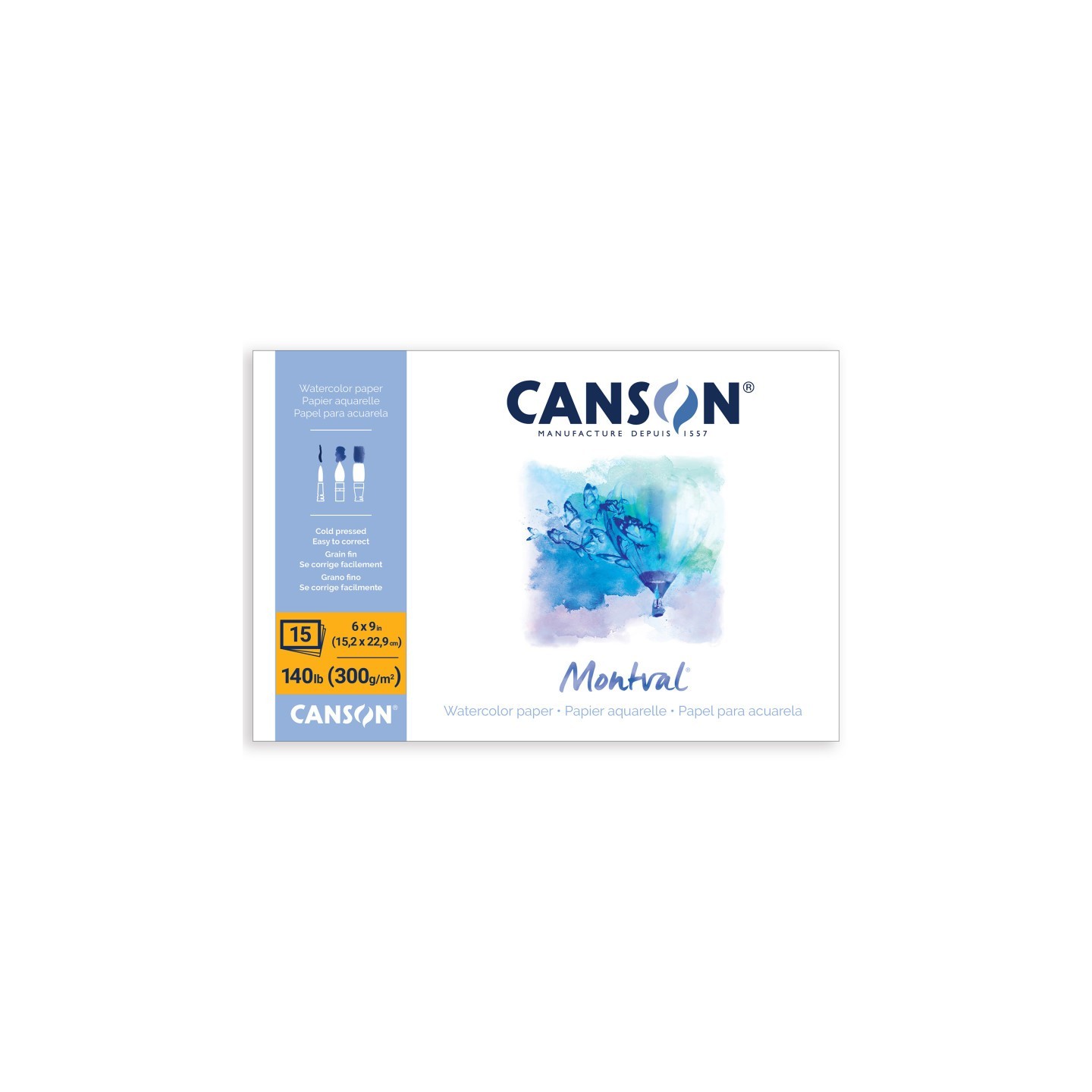 Canson Artist Series Montval Watercolor Block, Foldover Binding, 15 Sheet, 6x9 inch, 1 Count