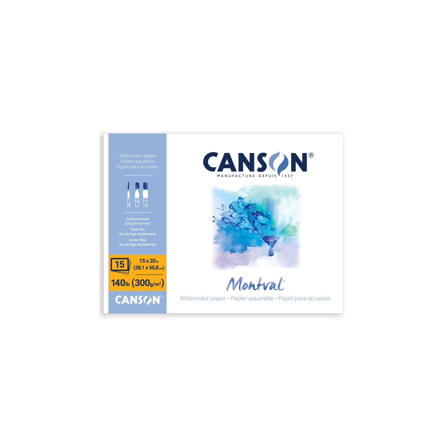 Canson Artist Series Montval Watercolor Block, Foldover Binding, 15 Sheet, 15x20 inch, 1 Count