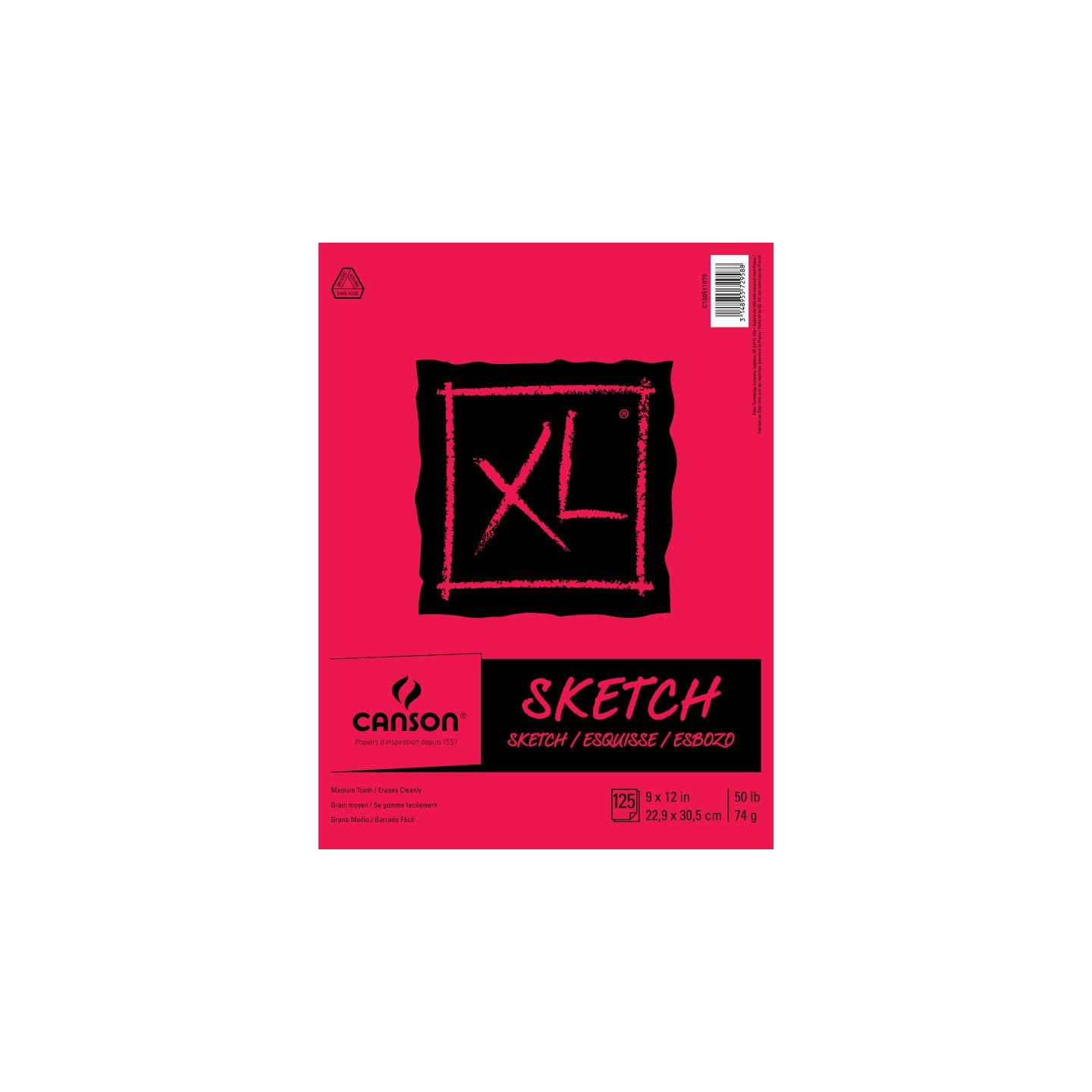 Canson XL Series Sketch Pad, Foldover Binding, 25 Sheet, 9x12 inch, 1 Count