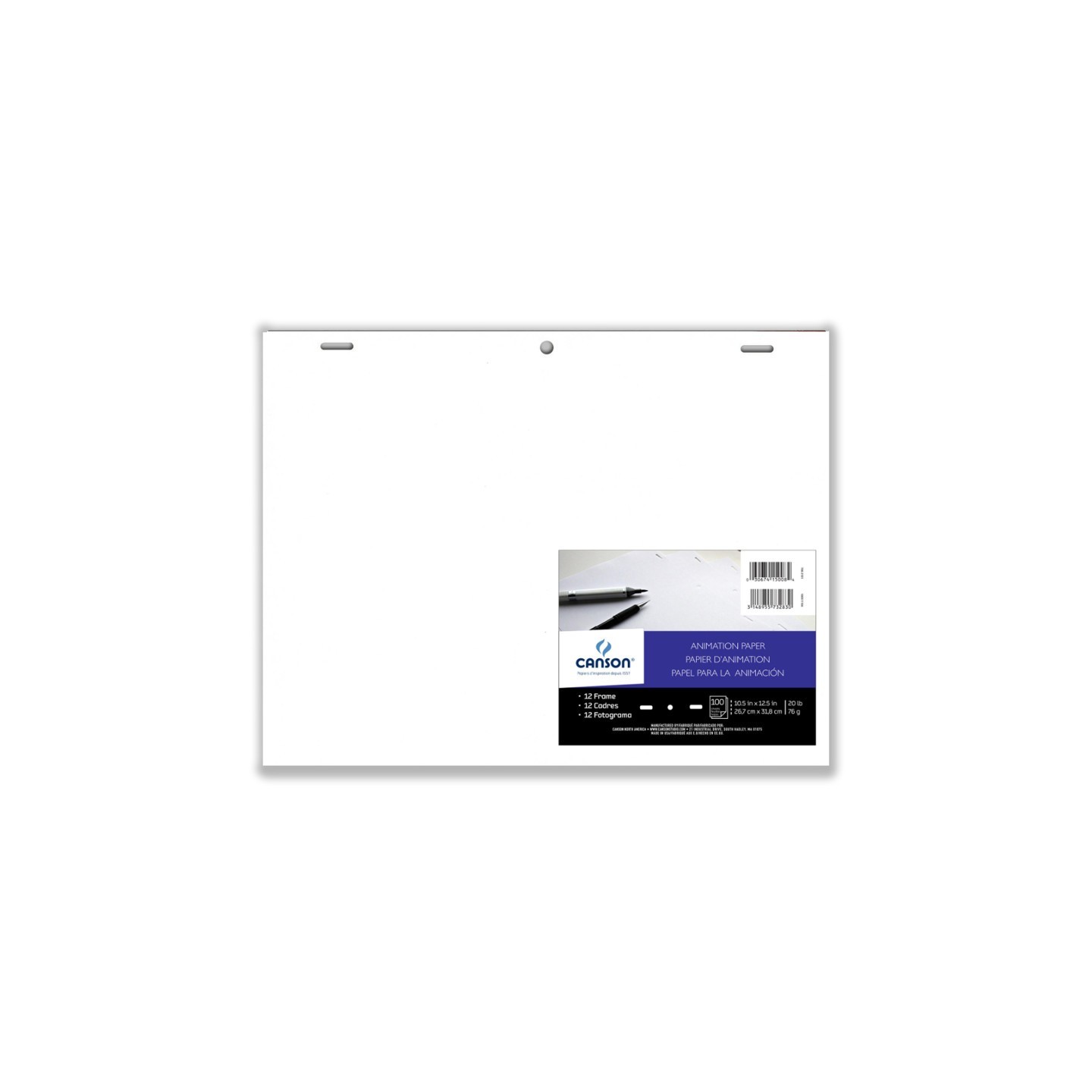 Canson Artist Series Acme Punched Animation 12 Frame Sheet Bulk Pack, 100 Sheet, 10.5x12.5 inch, 1 Count