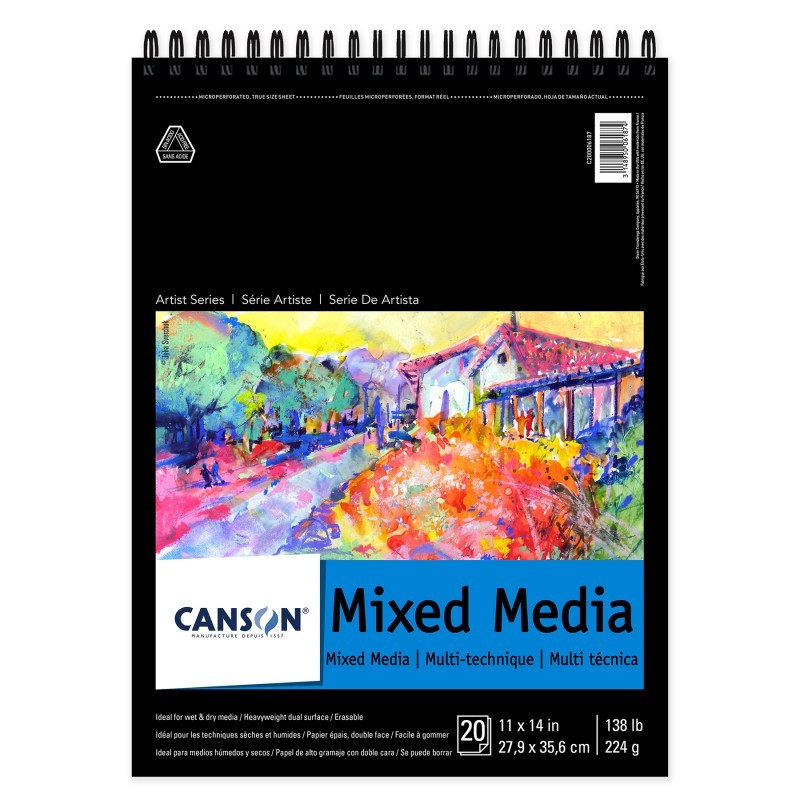 Canson Artist Series Mixed Media Pad, Top Wire Binding, 20 Sheet, 11x14 inch, 1 Count
