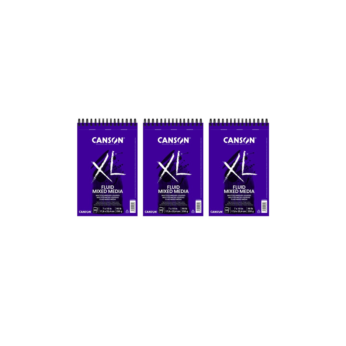 Canson XL Series Mixed Media Pad, Top Wire Binding, 30 Sheet, 7x10 inch, Pack of 3