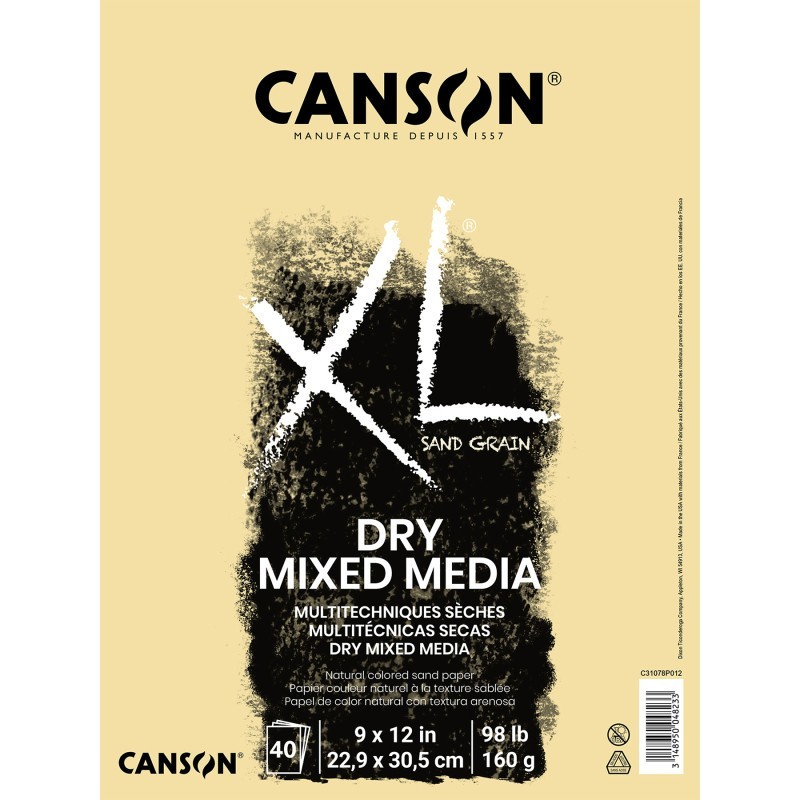 Canson XL Series Mixed Media Pad, Natural Tone, Foldover Binding, 10 Sheet, 9x12 inch, 1 Count