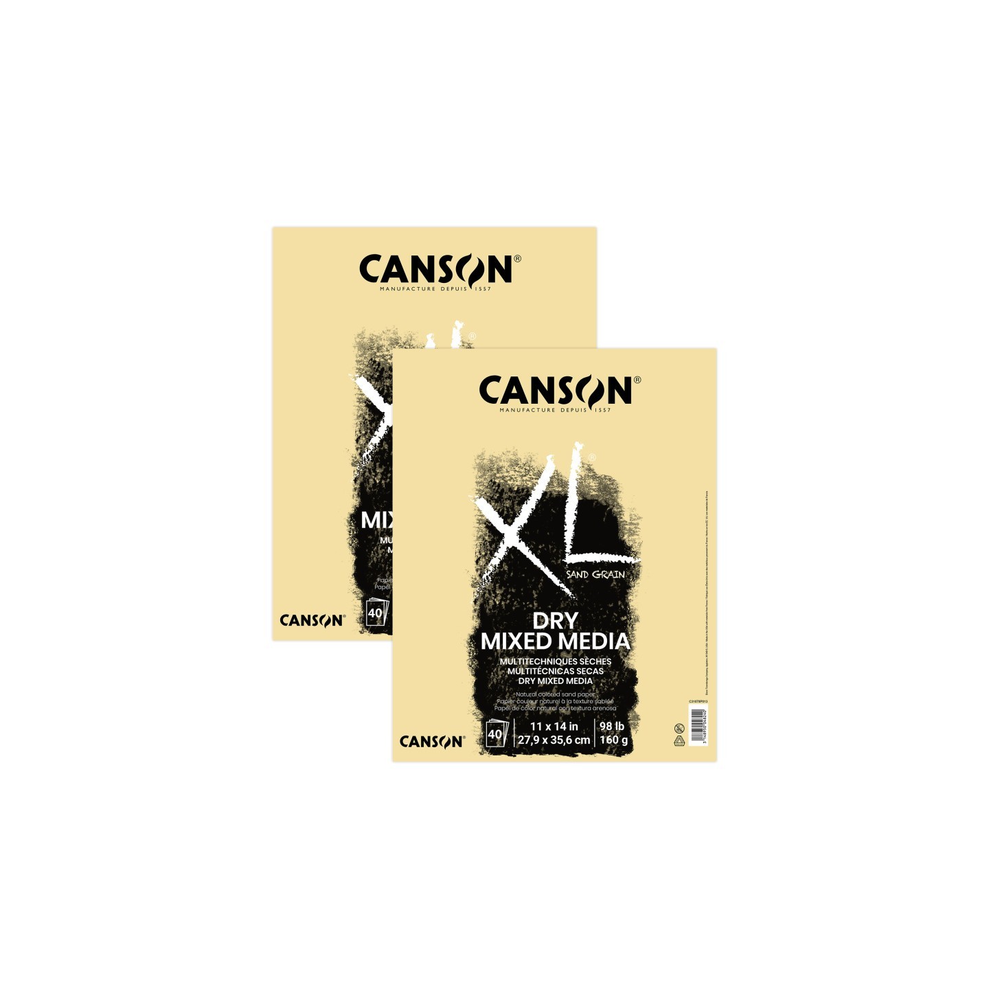Canson XL Series Mixed Media Pad, Natural Tone, Foldover Binding, 10 Sheet, 11x14 inch, Pack of 2