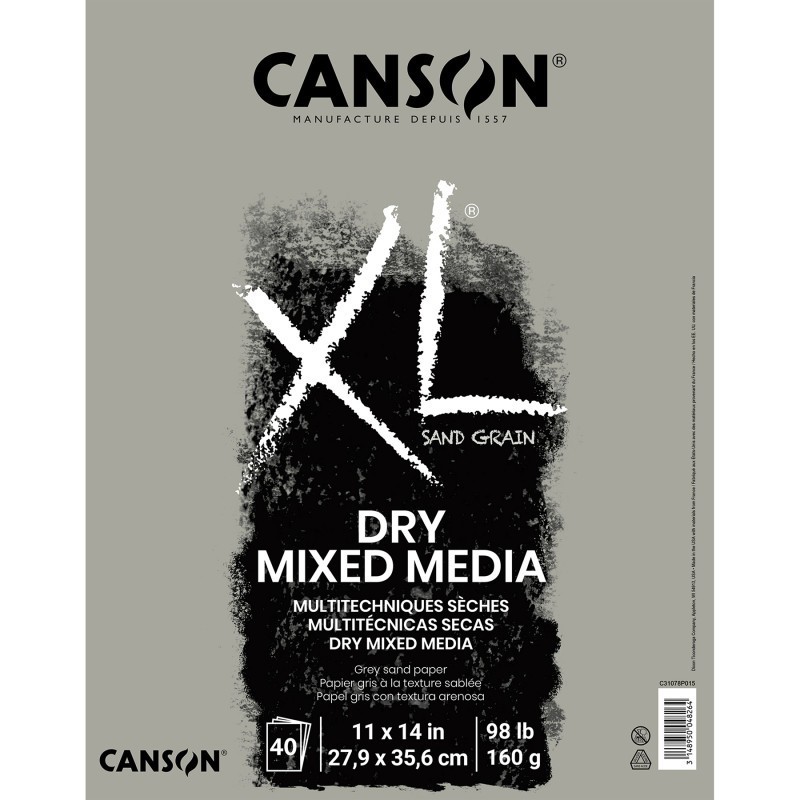 Canson XL Series Mixed Media Pad, Toned Gray, Foldover Binding, 10 Sheet, 11x14 inch, 1 Count
