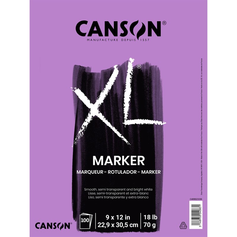 Canson XL Series Marker Pad, Foldover Binding, 100 Sheet, 9x12 inch, 1 Count