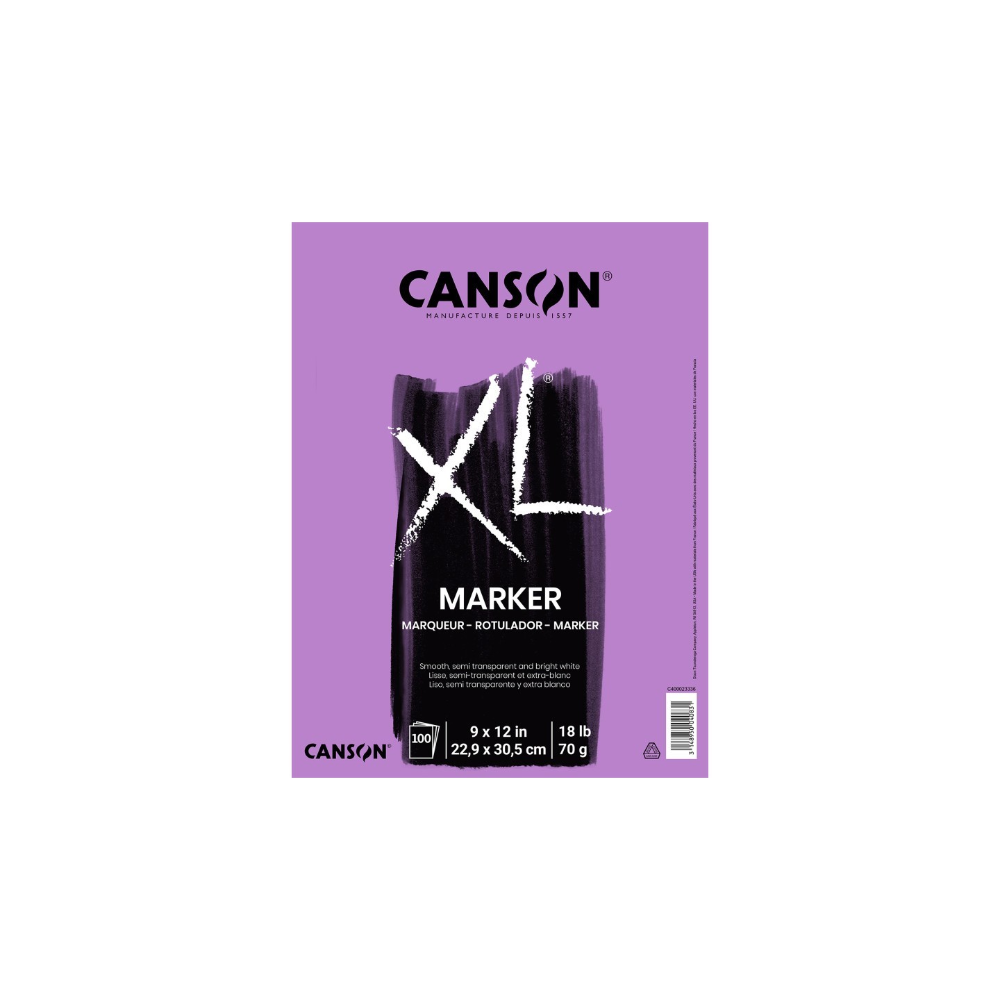 Canson XL Series Marker Pad, Foldover Binding, 100 Sheet, 9x12 inch, 1 Count