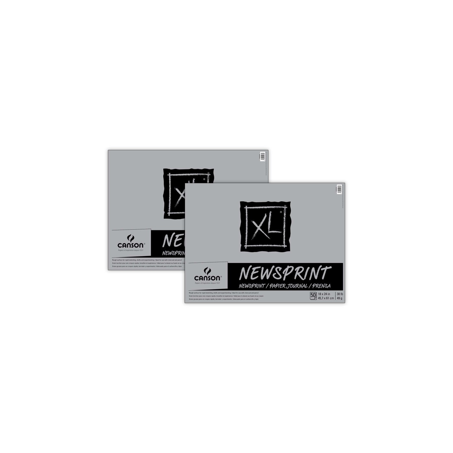 Canson XL Series Newsprint Pad, Foldover Binding, 50 Sheet, 18x24 inch, Pack of 2