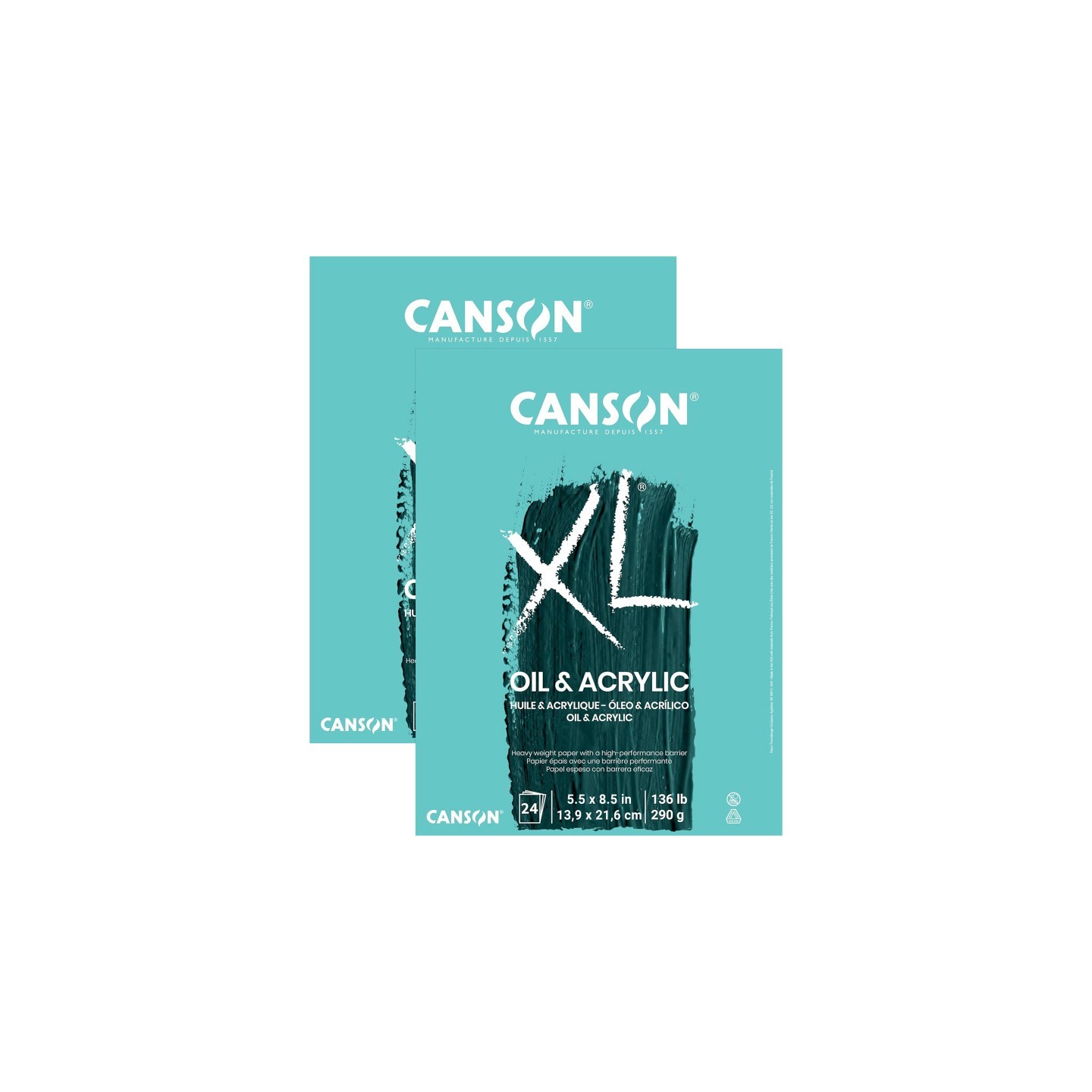 Canson XL Series Oil & Acrylic Pad, Foldover Binding, 24 Sheet, 5.5x8.5 inch, Pack of 2