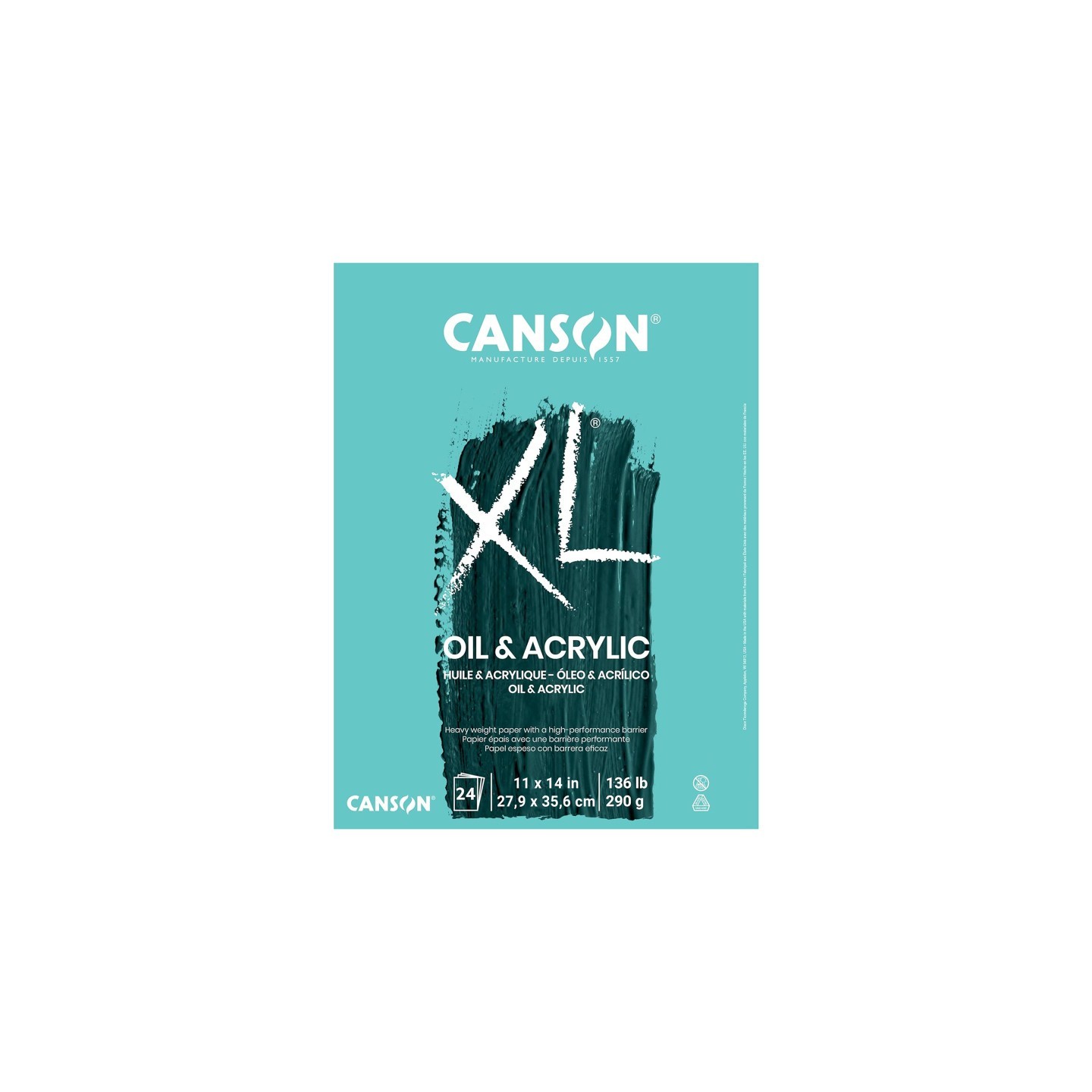 Canson XL Series Oil & Acrylic Pad, Foldover Binding, 24 Sheet, 11x14 inch, 1 Count