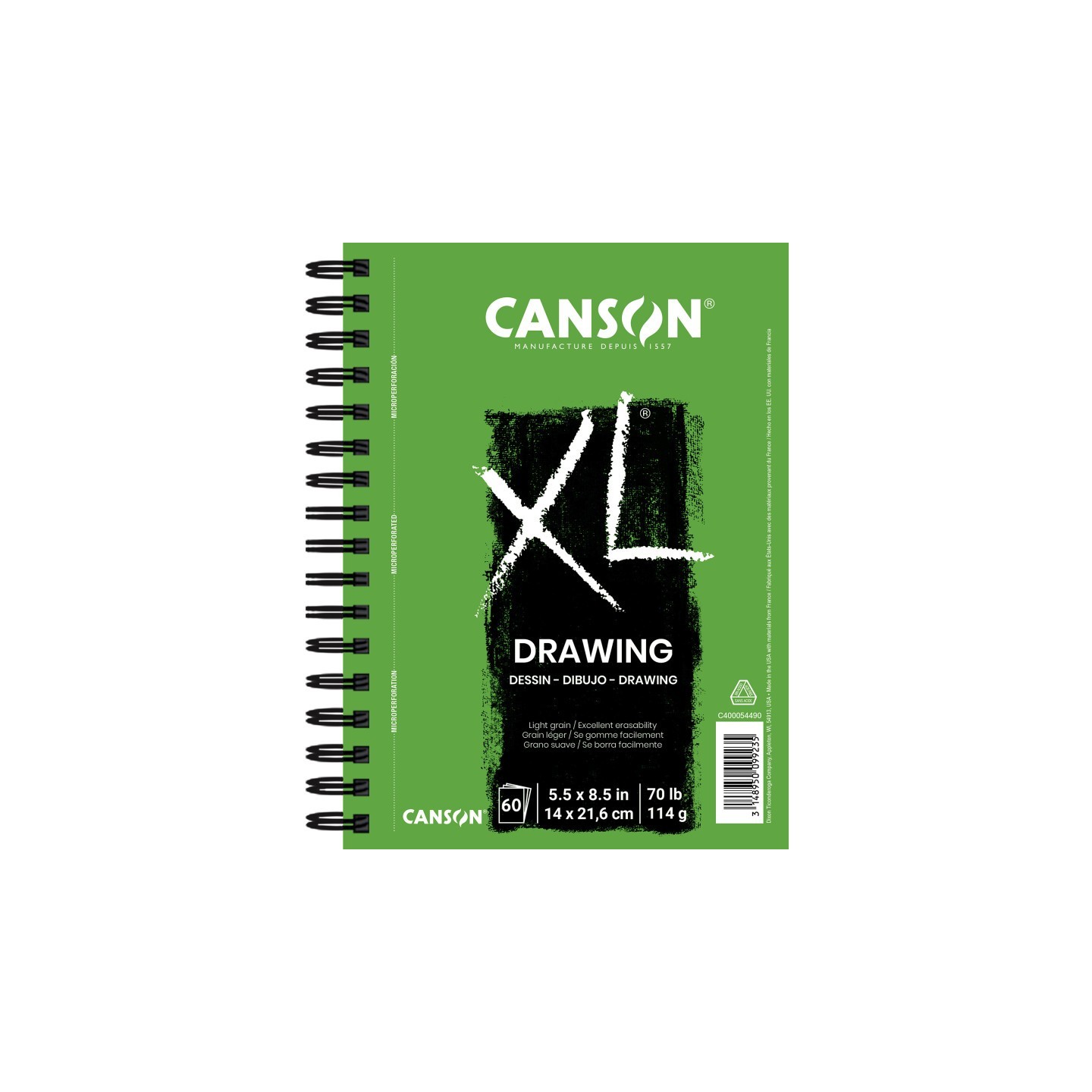 Canson XL Series Drawing Pad, Side Wire Binding, 60 Sheet, 5.5x8.5 inch, 1 Count