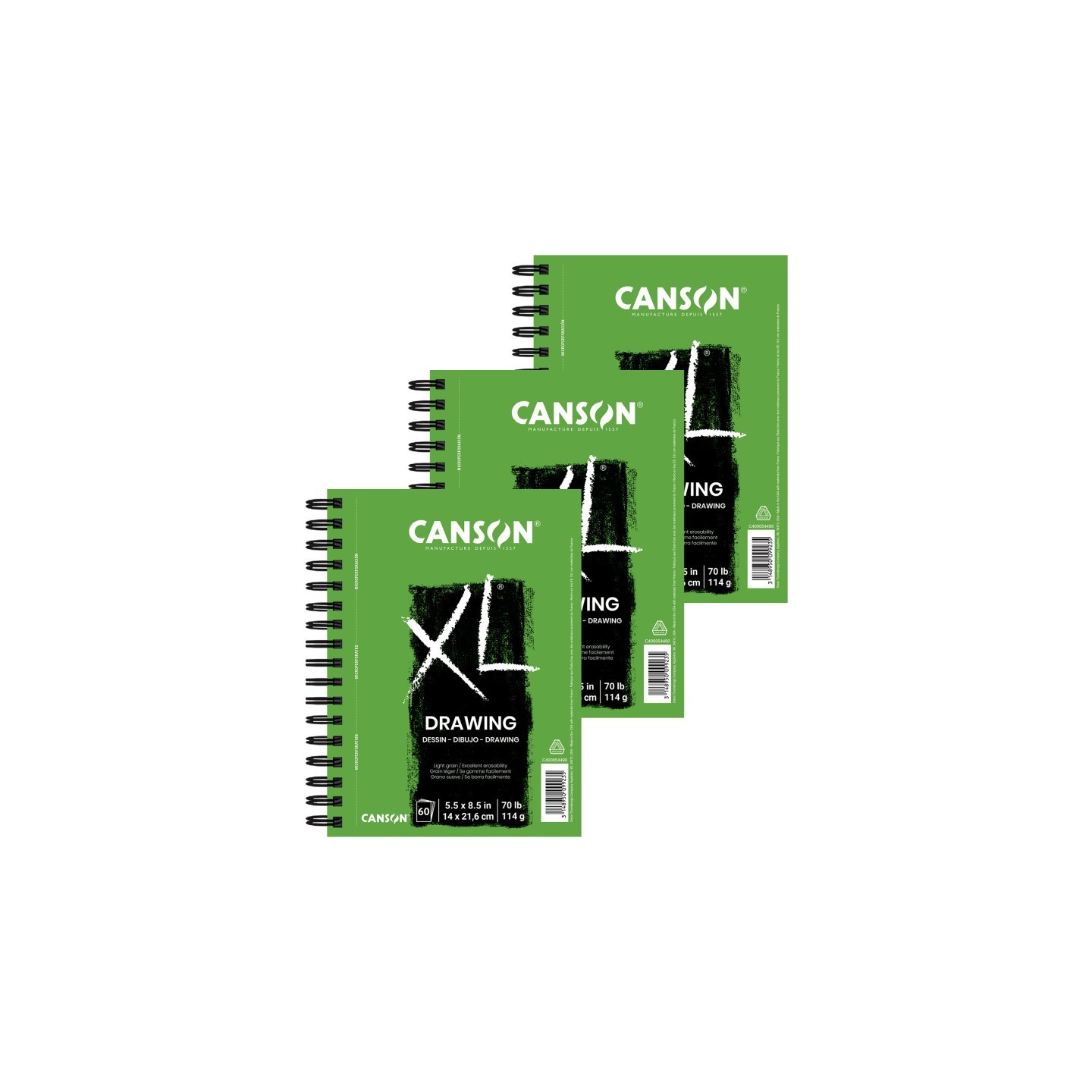 Canson XL Series Drawing Pad, Side Wire Binding, 60 Sheet, 5.5x8.5 inch, Pack of 3