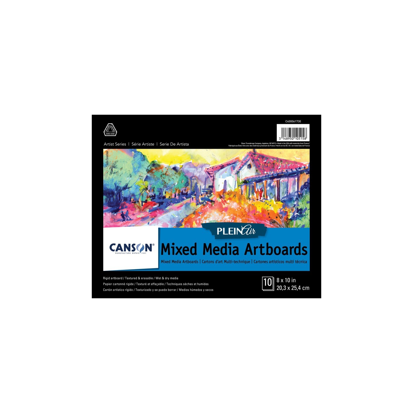 Canson Artist Series Plein Air Mixed Media Board, Foldover Binding, 10 Sheet, 8x10 inch, 1 Count