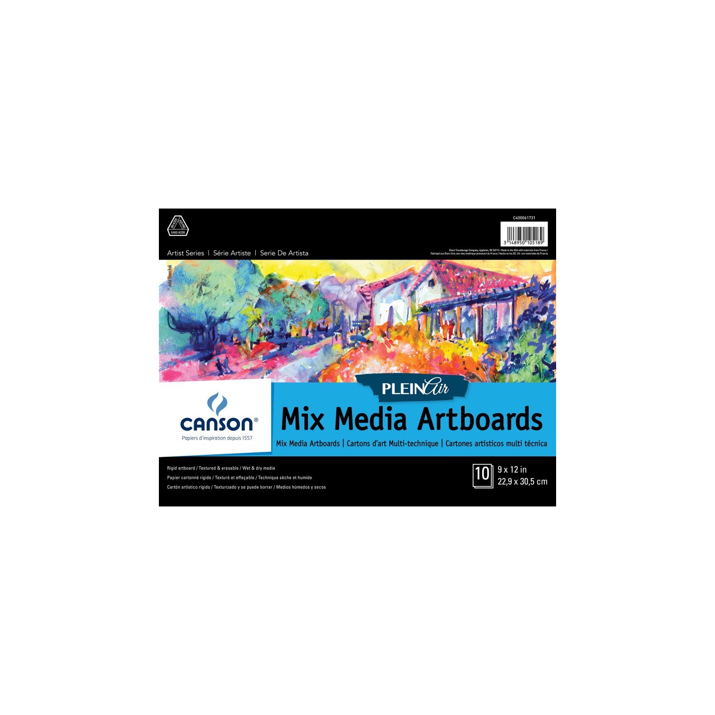 Canson Artist Series Plein Air Mixed Media Board, Foldover Binding, 10 Sheet, 9x12 inch, 1 Count