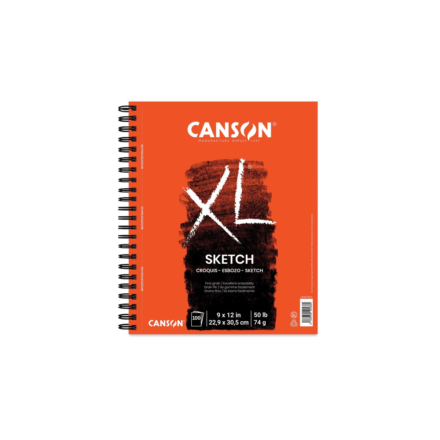 Canson XL Series Sketch Pad, Side Wire Binding, 100 Sheet, 9x12 inch, 1 Count