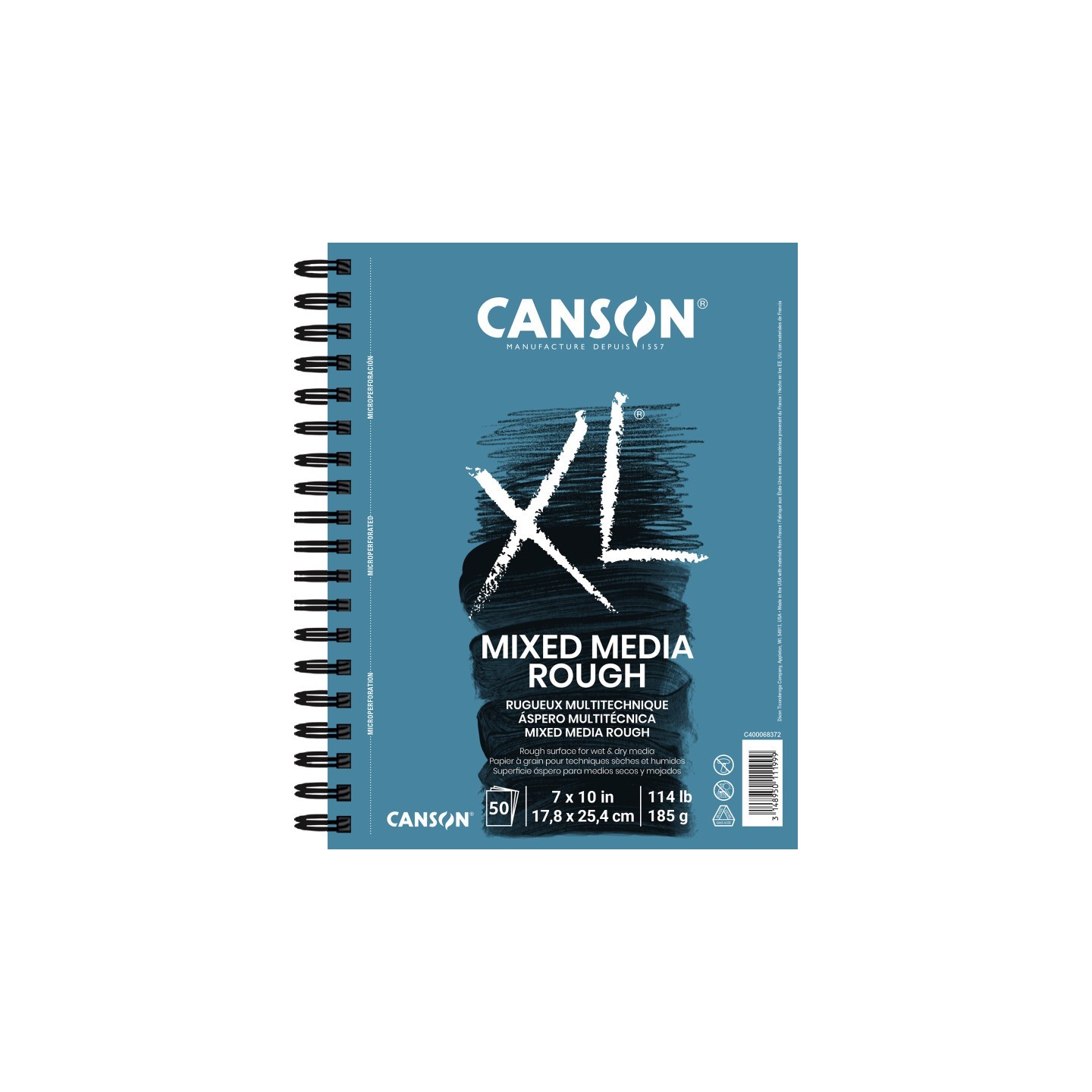 Canson XL Series Mixed Media Pad, Side Wire Binding, 50 Sheet, 7x10 inch, 1 Count