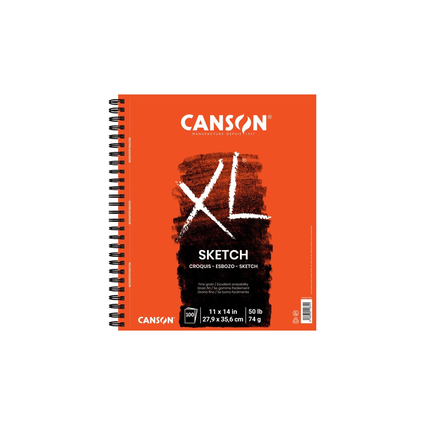 Canson XL Series Sketch Pad, Side Wire Binding, 100 Sheet, 11x14 inch, 1 Count