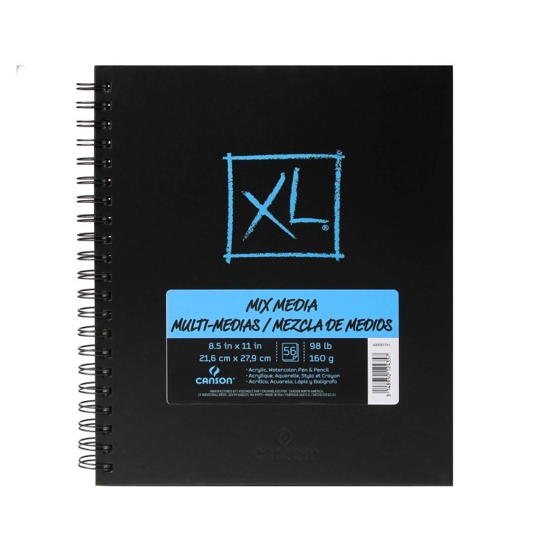Canson XL Series Mixed Media Art Book, Side Wire Binding, 60 Sheet, 8.5x11 inch, 1 Count