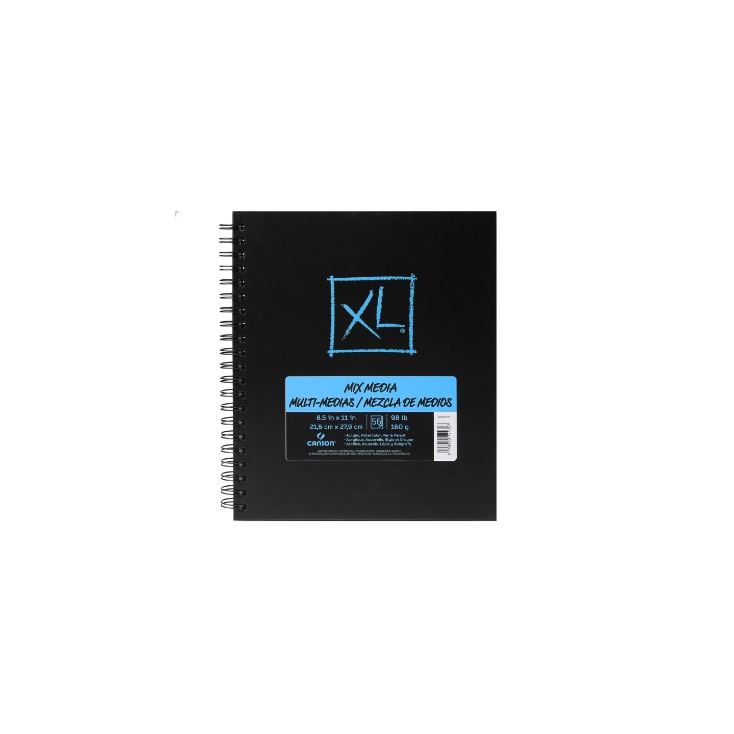 Canson XL Series Mixed Media Art Book, Side Wire Binding, 60 Sheet, 8.5x11 inch, 1 Count