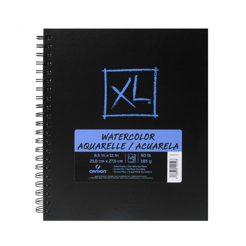 Canson XL Series Watercolor Art Book, Midweight White Paper, Side Wire Binding, 48 Sheet, 8.5x11 inch, 1 Count