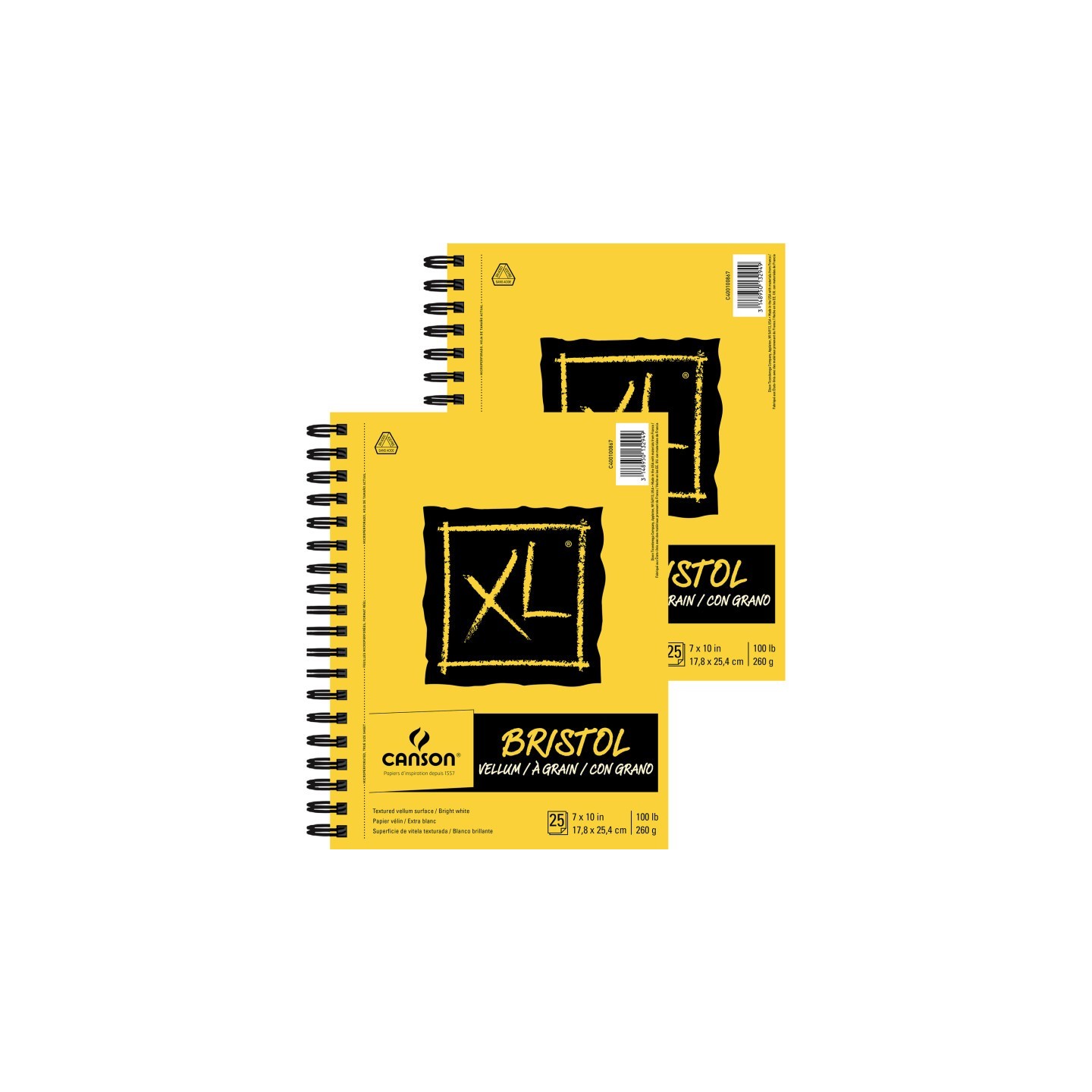 Canson XL Series Bristol Pad, Vellum Finish, Wire Binding, 25 Sheet, 7x10 inch, Pack of 2