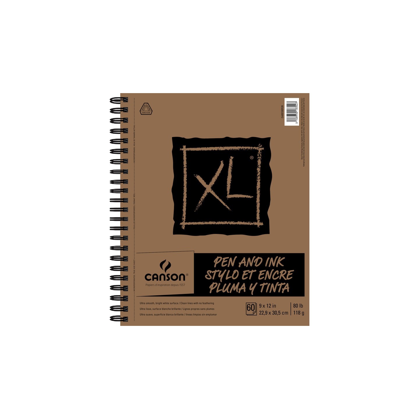 Canson XL Series Pen & Ink Pad, Side Wire Binding, 60 Sheet, 9X12 inch, 1 Count