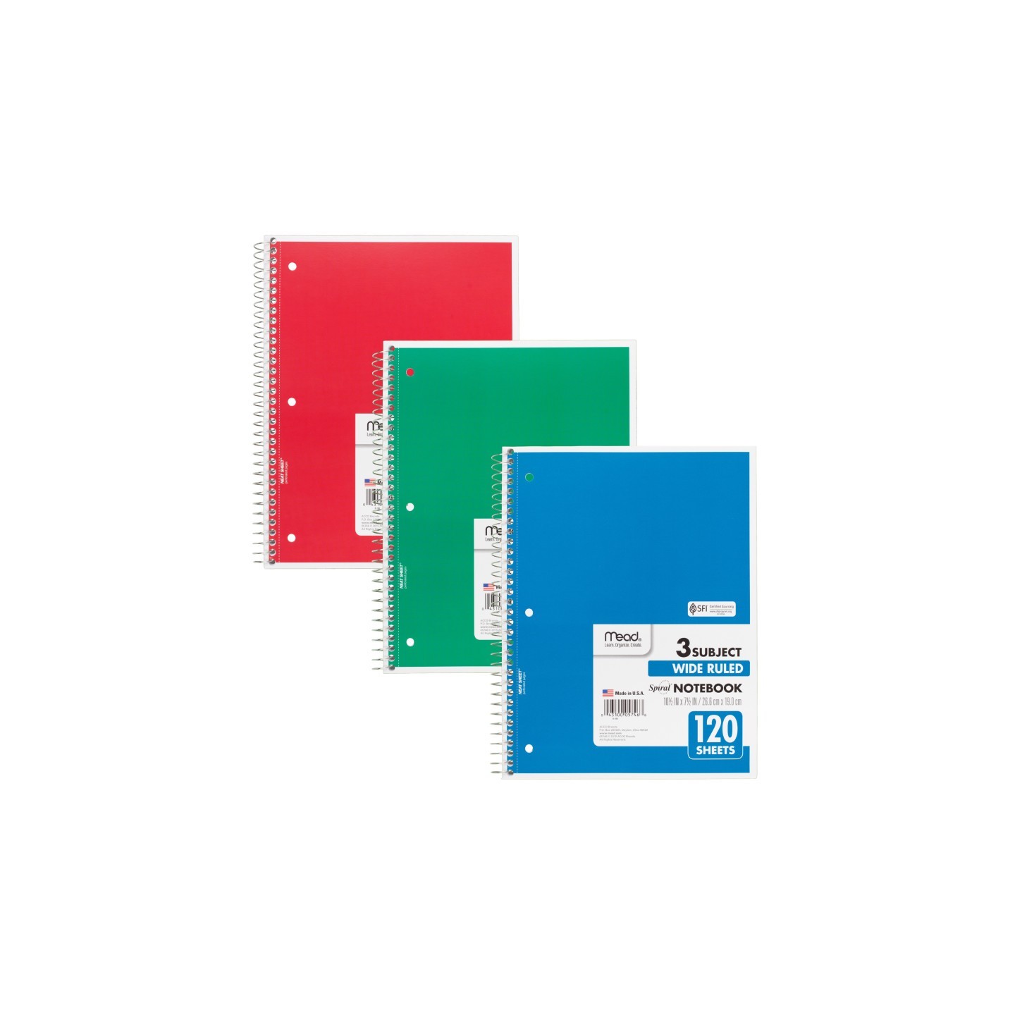 Mead® Spiral 3 Subject Notebook
